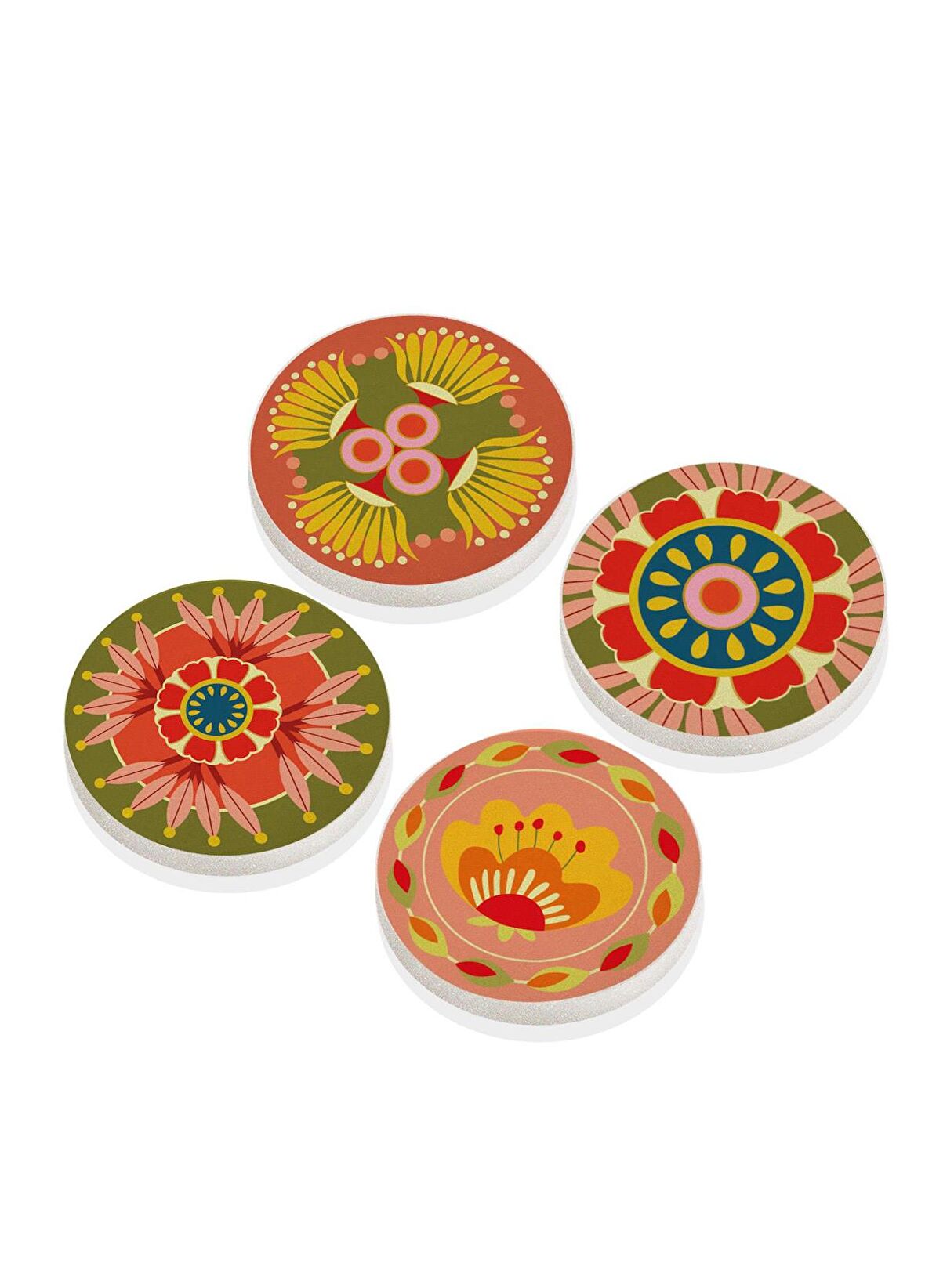 The Mia Fiore Taş Bardak Altlığı Yuvarlak 4lü Set