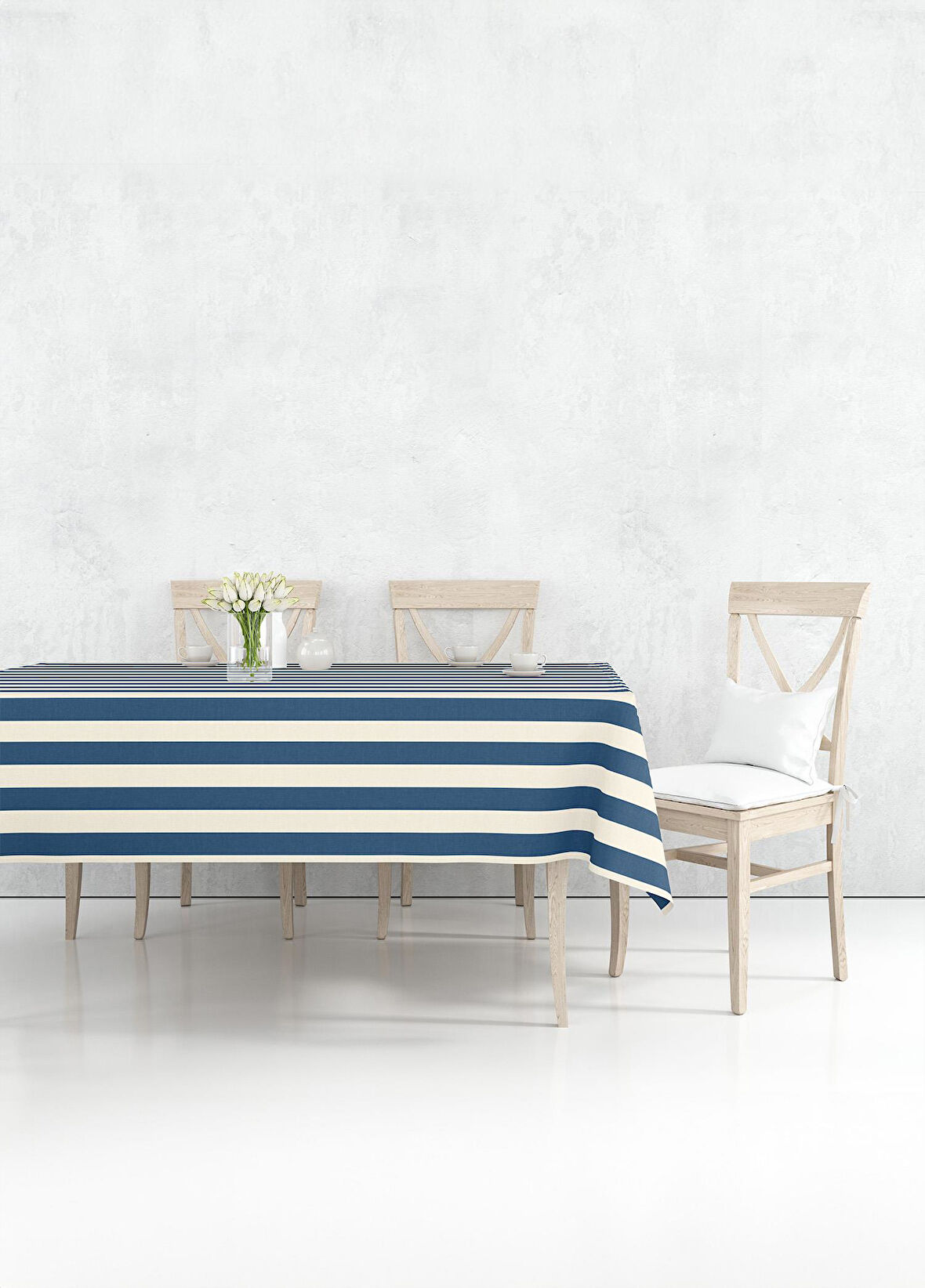 The Mia Stripe Dikdörtgen Masa Örtüsü Lacivert 150x230 cm