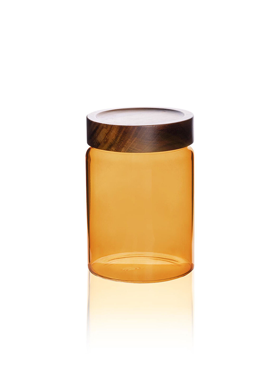 The Mia Akasya Yuvarlak Cam Kavanoz Amber 850 ml