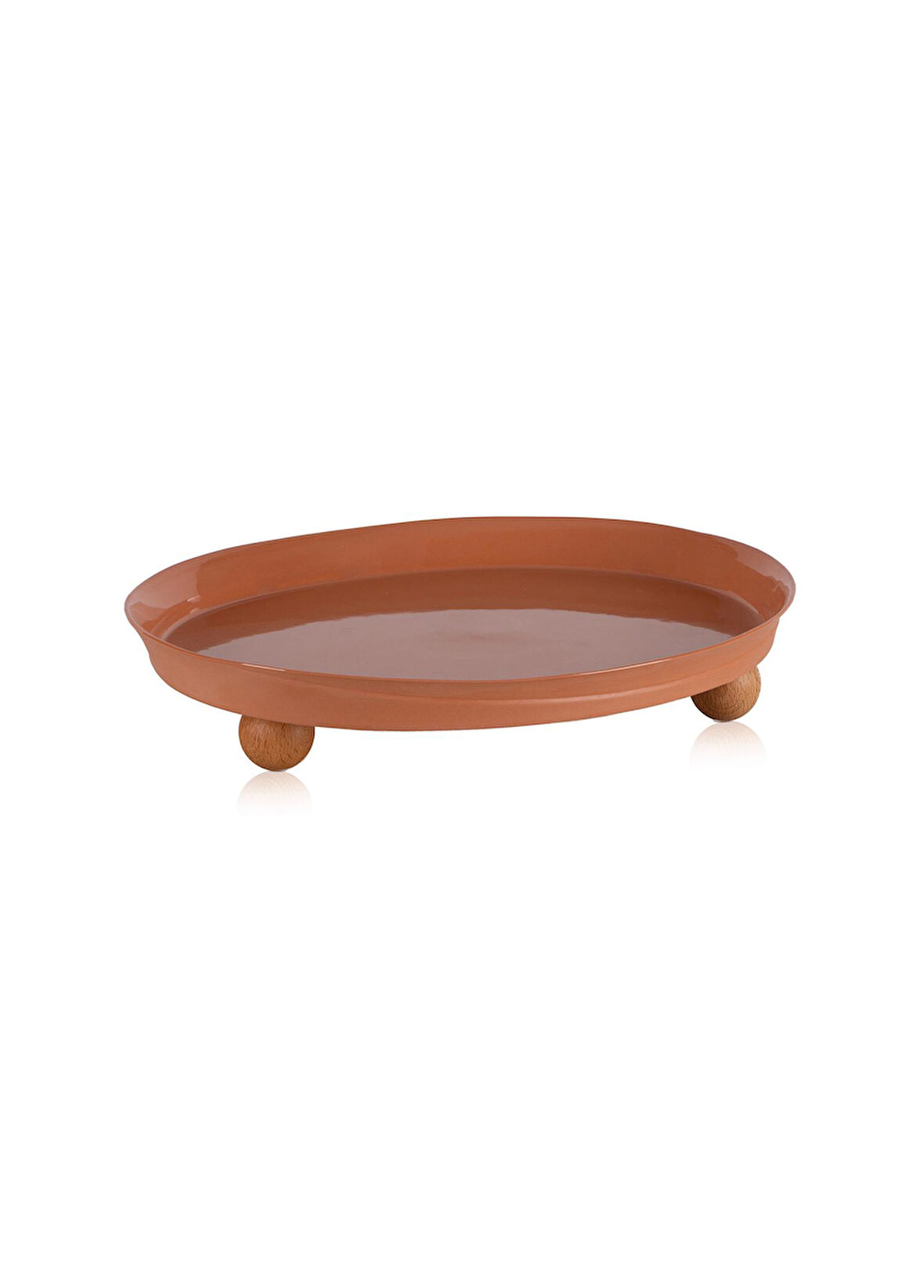 The Mia Limoges Ahşap Ayaklı Tabak Terracota 27x23x7 cm