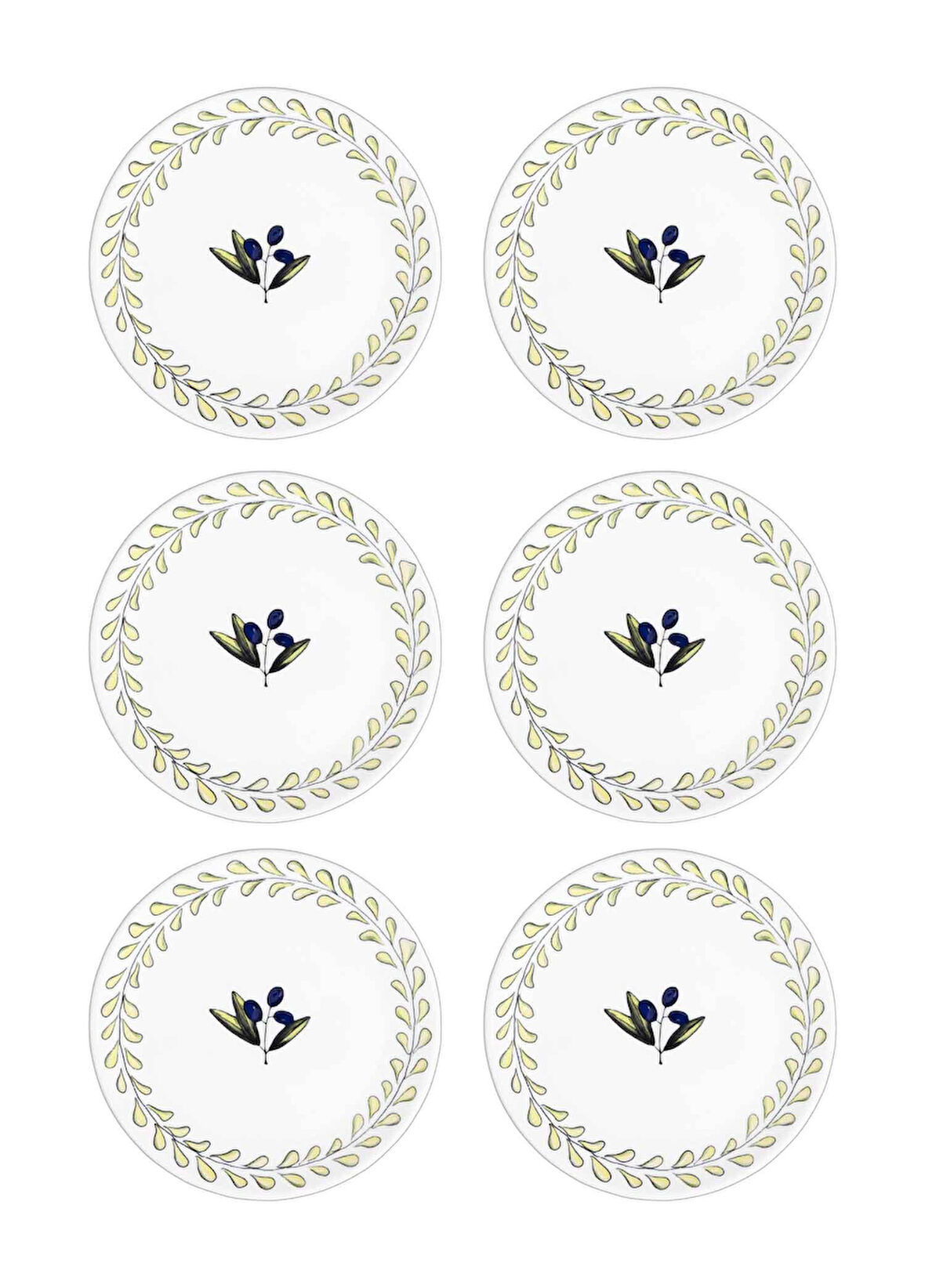 The Mia Olivos Yemek Tabağı 6lı Set 20 cm OVS0012