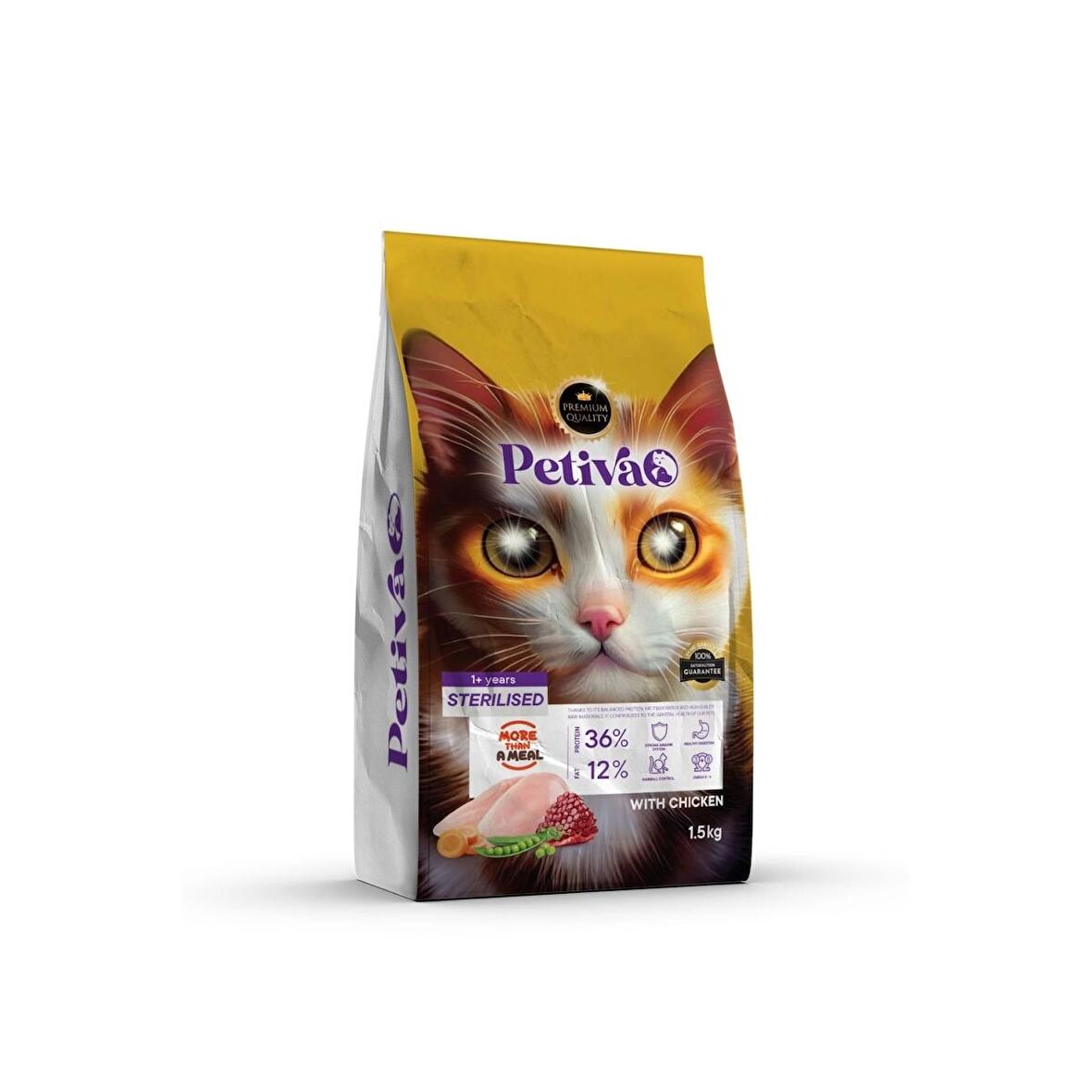 Petiva Kısırlaştırılmış Tavuklu Kedi Maması 1.5 Kg