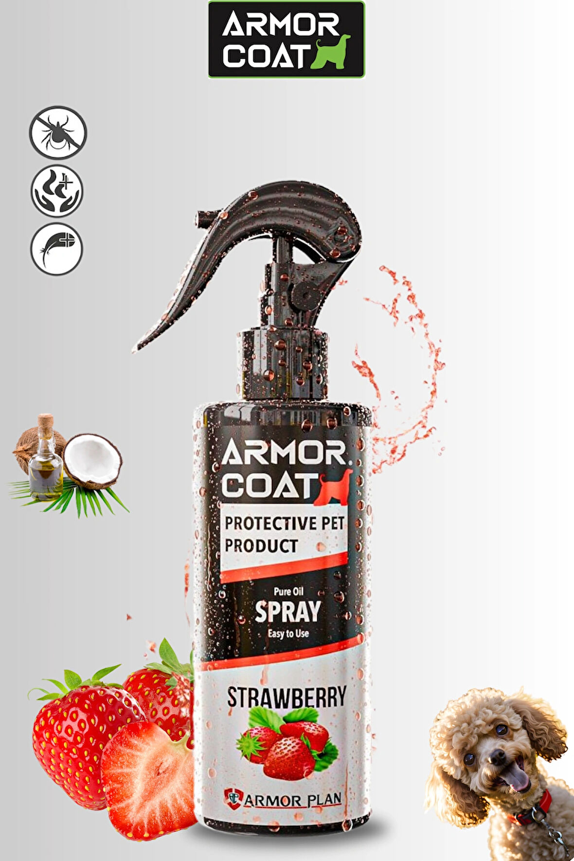 ARMOR COAT Köpek Bakım Spreyi Çilek Kokulu 200 ml