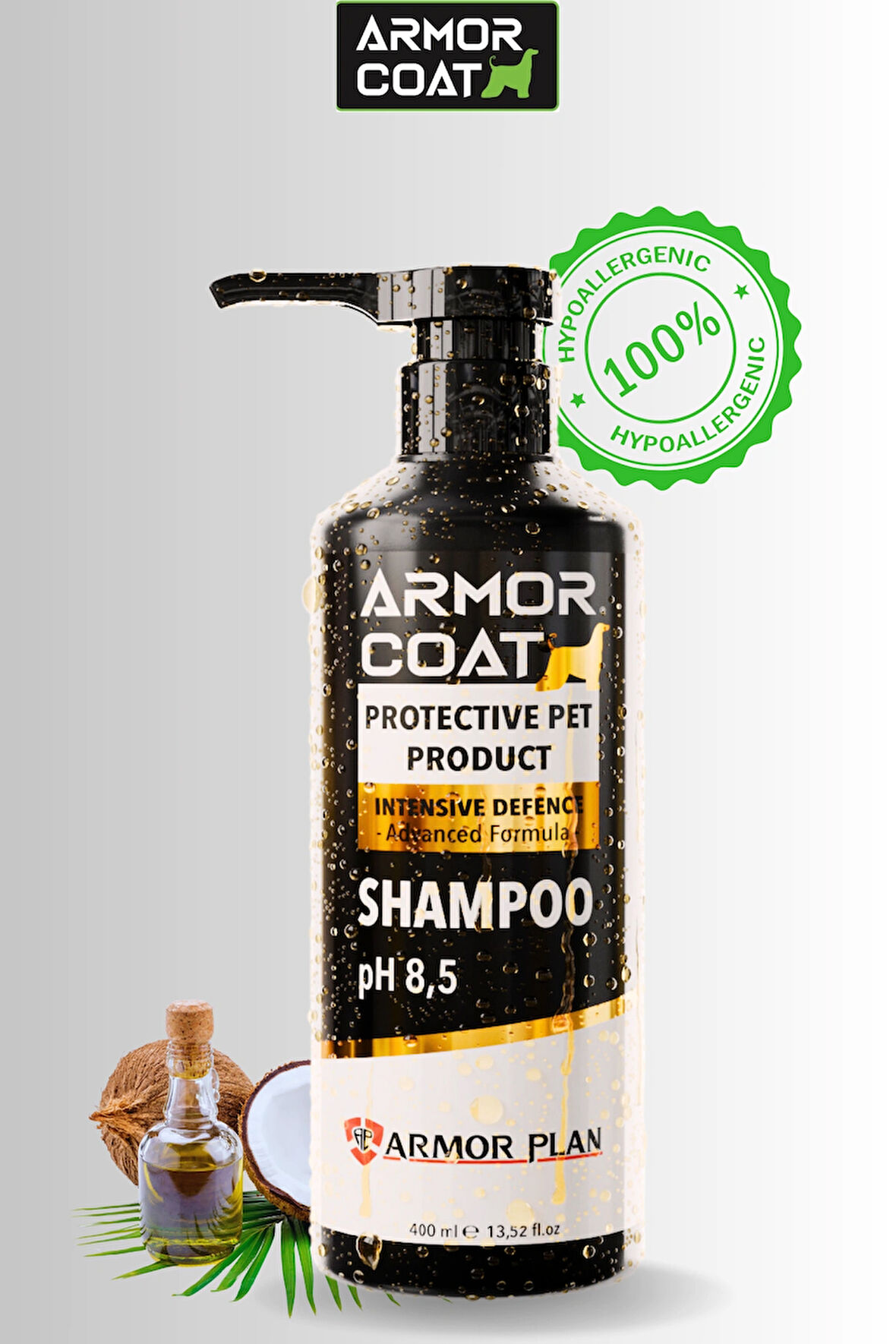 ARMOR COAT Köpek & Kedi Şampuanı Hindistan Cevizi Yağı Özlü Hipoalerjenik 400 ml