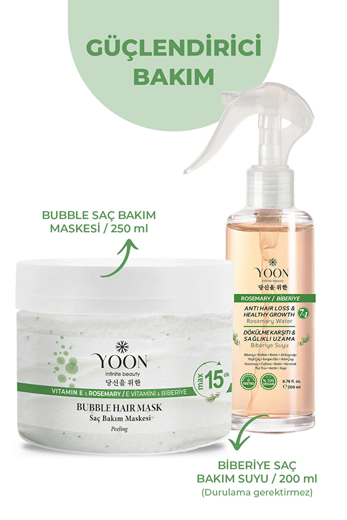 2’li Biberiye Saç Bakım Suyu & Saç Maskesi – Dökülme Karşıtı, Hızlı Uzatma, Besleyici Saç Bakımı