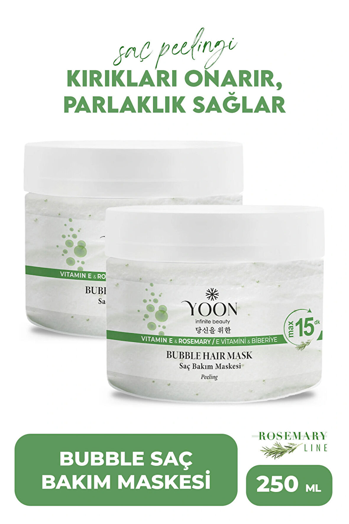2'li Biberiye Saç Maskesi, E Vitamin & Peeling Etkili, Saç Tellerini Güçlendirir ve Kırıkları Onarır
