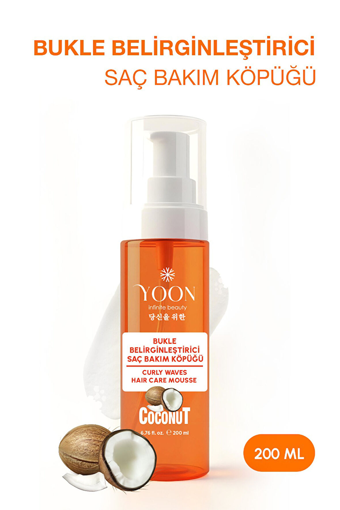 Bukle Belirginleştirici Saç Köpüğü 200 ml – Hindistan Cevizi Özlü, Paraben, SLS ve Silikon İçermez