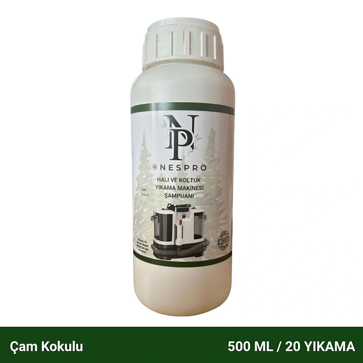 Nespro Halı ve Koltuk Yıkama Makinesi Şampuanı/Deterjanı - Çam Kokulu Köpüksüz 500 Ml