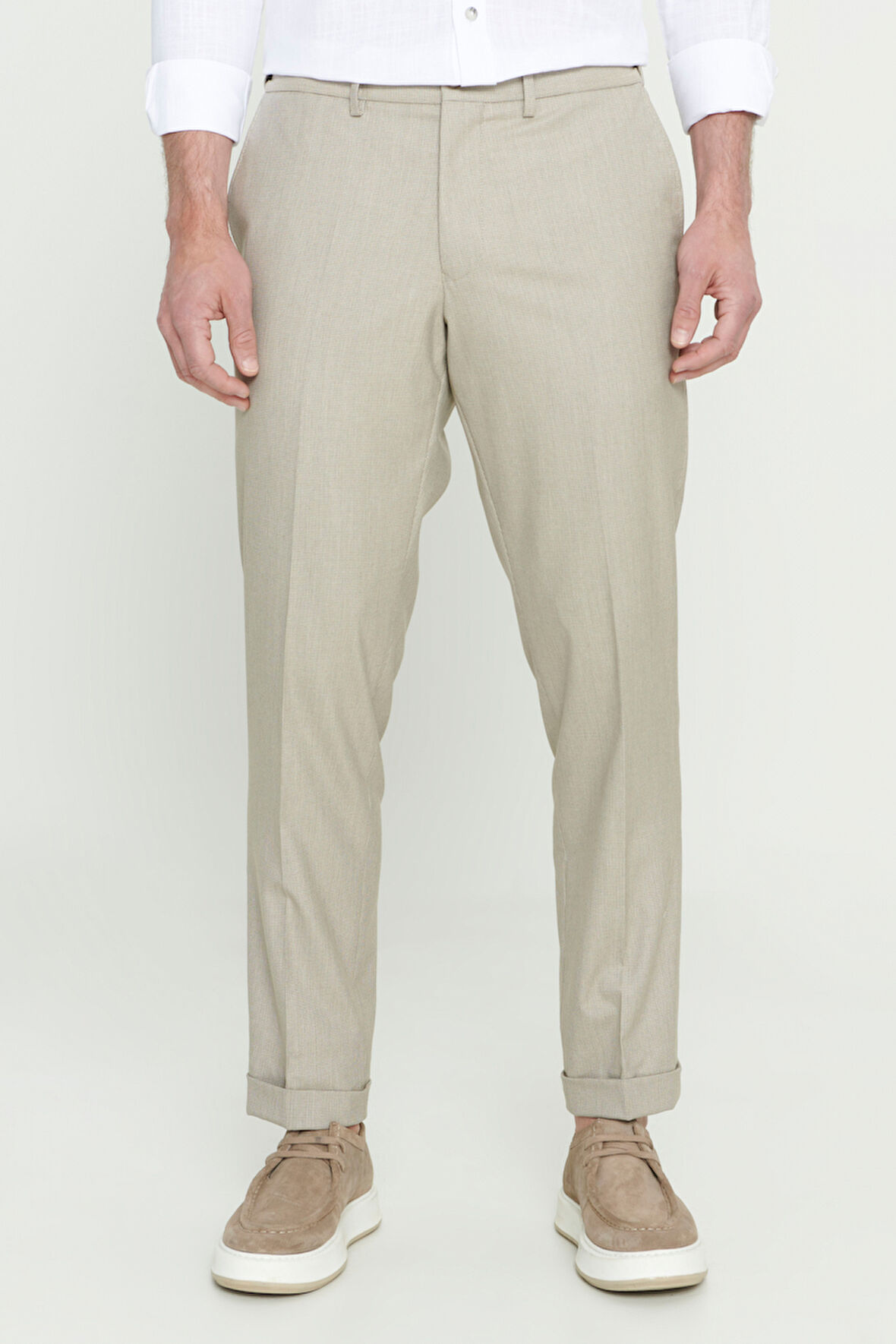 Comfort Fit Rahat Kesim Yan Cepli Desenli Beli Lastikli Pantolon