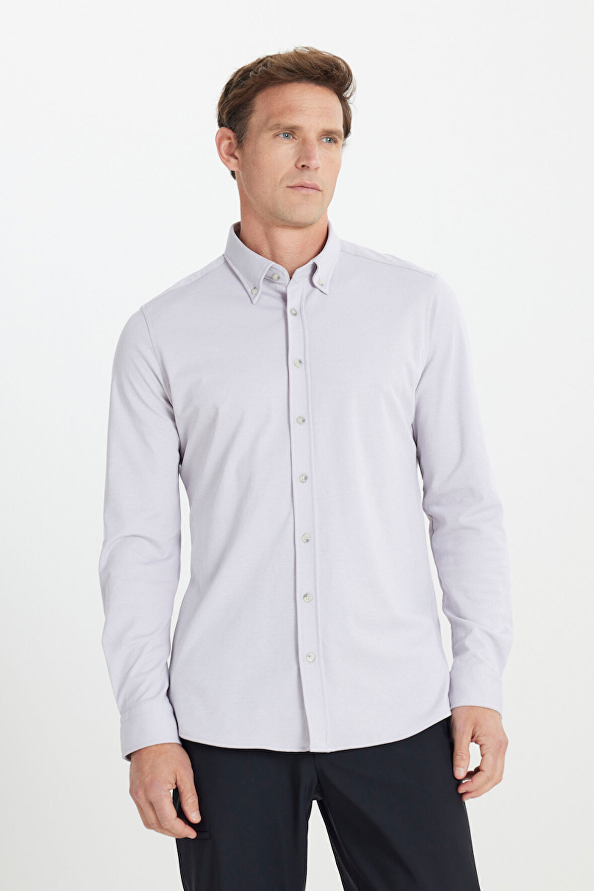 Comfort Fit Rahat Kesim Düğmeli Yaka Pamuklu Gömlek