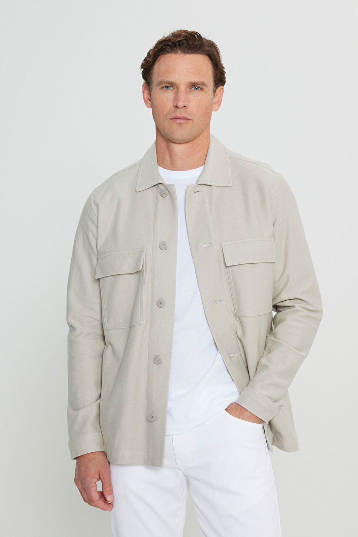 Standart Fit Normal Kesim Gömlek Yaka %100 Pamuk Mont