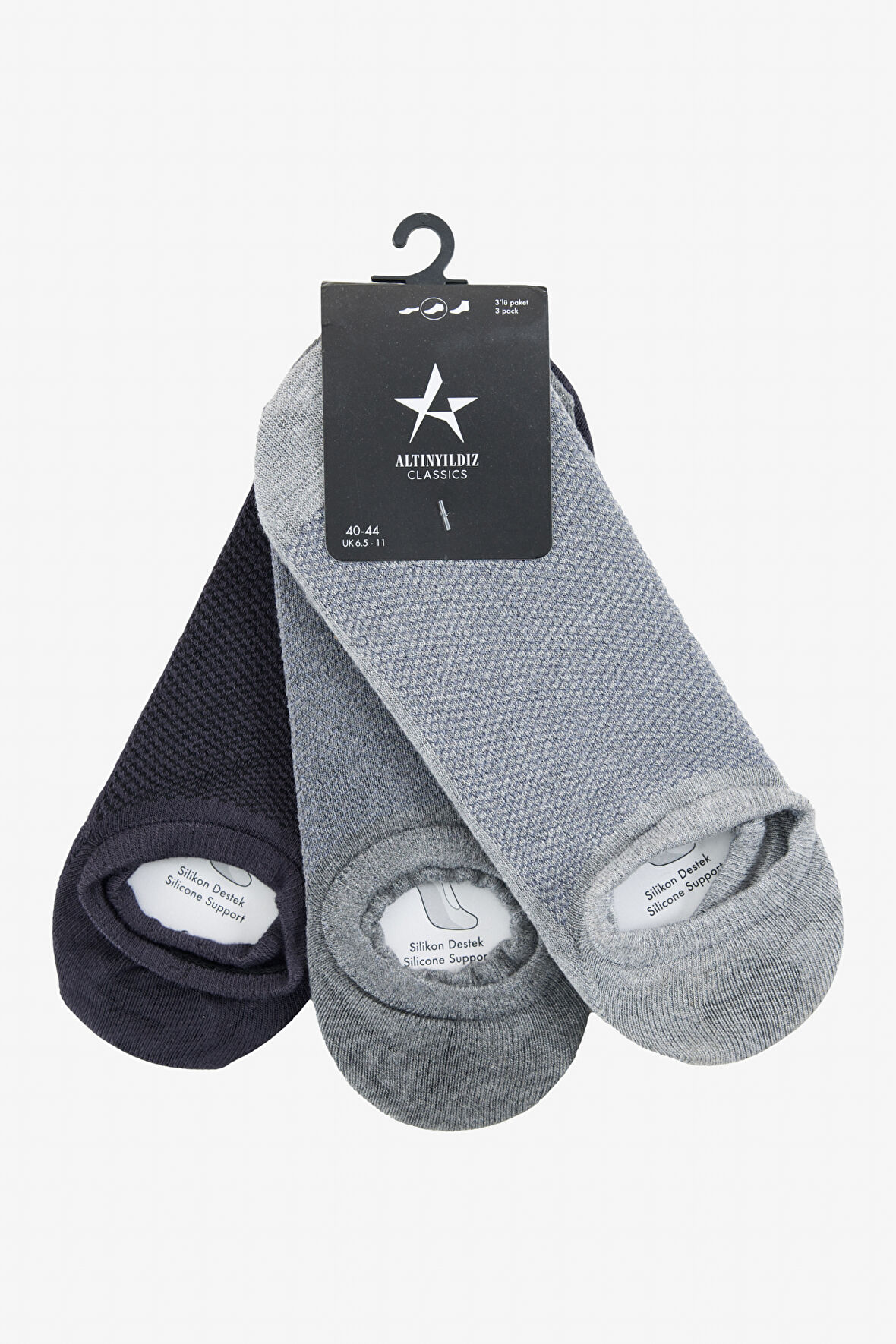 3'lü Bambu Kaydırmaz Topuk Silikonlu Sneaker Çorap