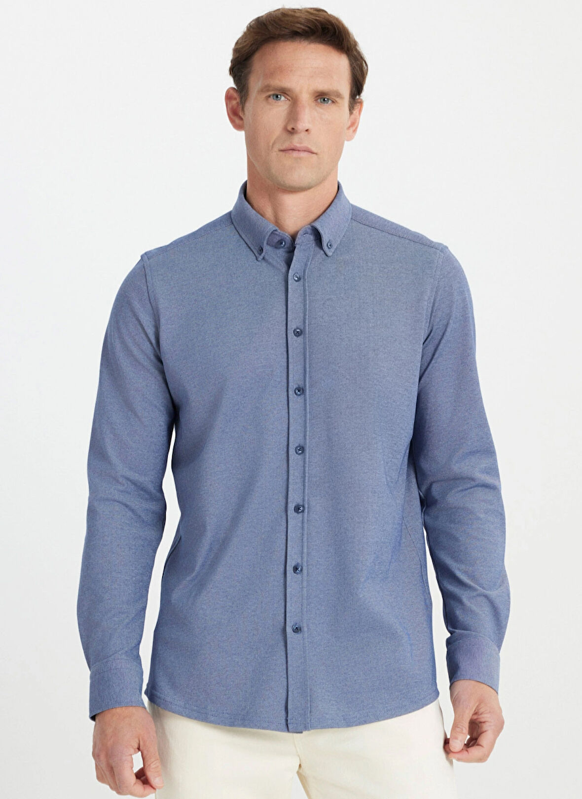 Altınyıldız Classics Slim Fit Düğmeli Yaka Lacivert Erkek Gömlek ACE202510304_GÖMLEK PAR DY