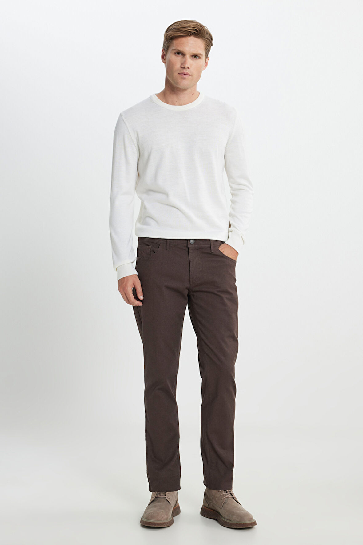 Slim Fit Dar Kesim Pamuklu Esnek Armürlü 5 Cep Pantolon