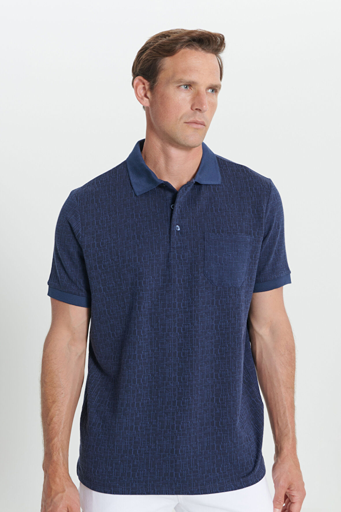 Comfort Fit Rahat Kesim Polo Yaka Jakarlı Tişört