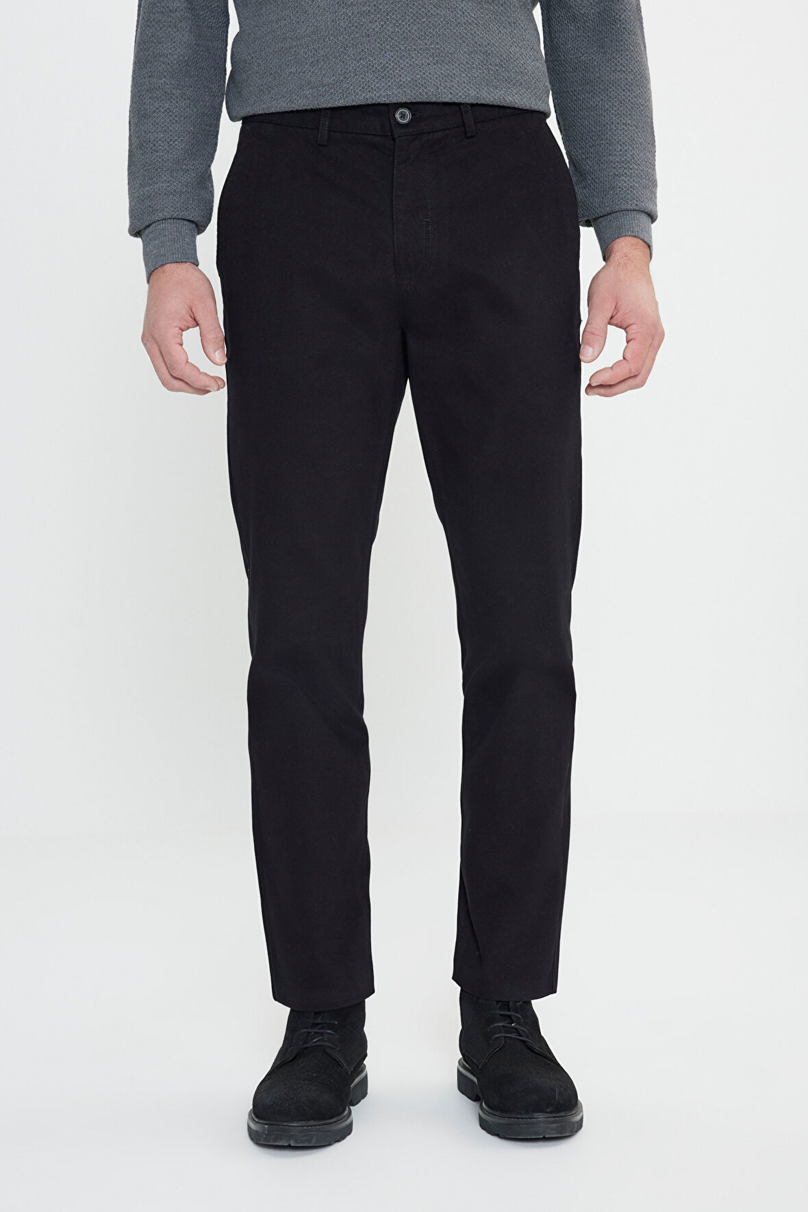 %100 Pamuk Comfort Fit Rahat Kesim Yan Cepli Pantolon