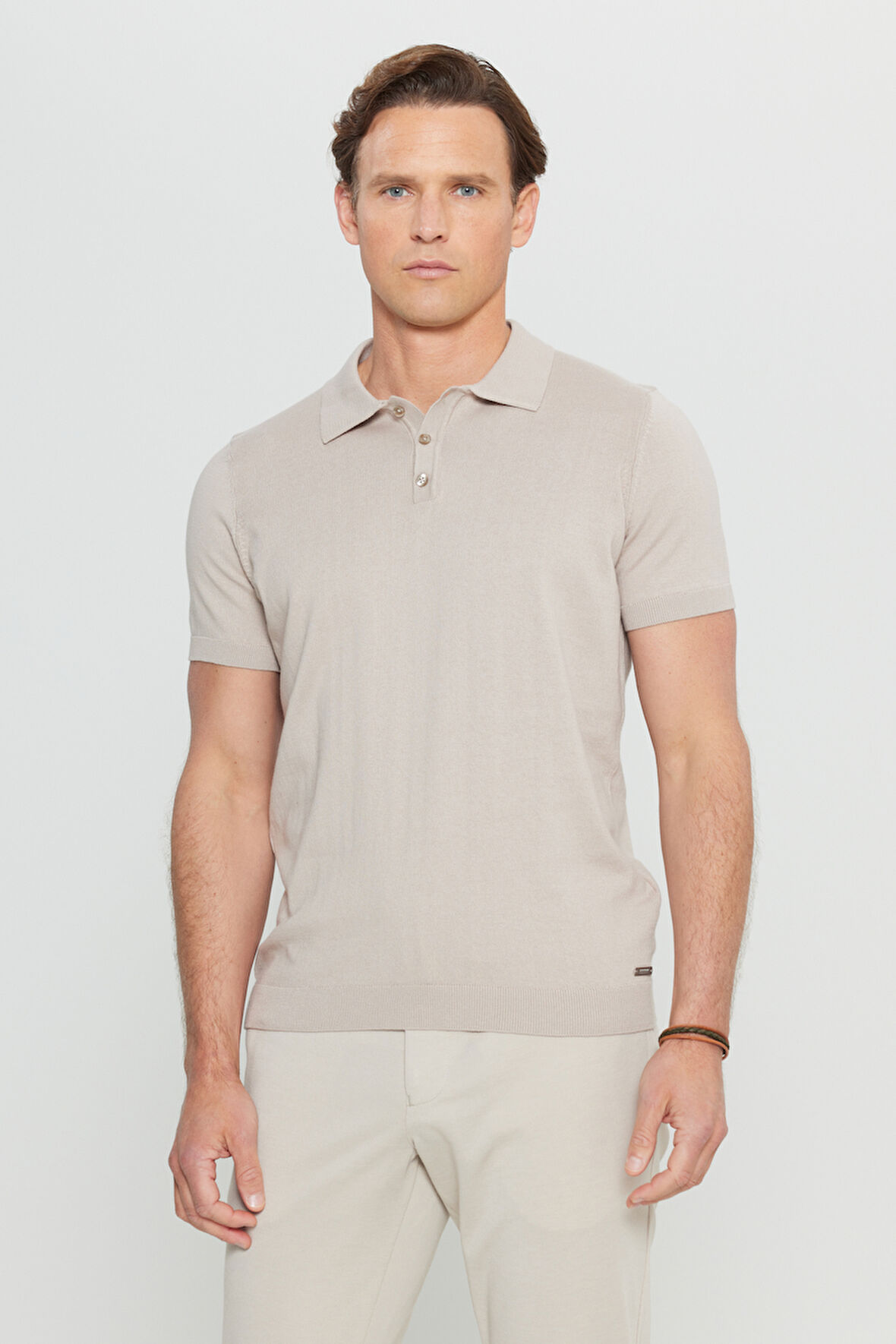 %100 Pamuk Standart Fit Normal Kesim Polo Yaka Triko Tişört