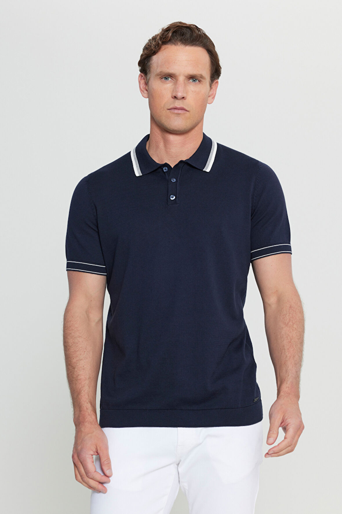 %100 Pamuk Standart Fit Normal Kesim Polo Yaka Triko Tişört