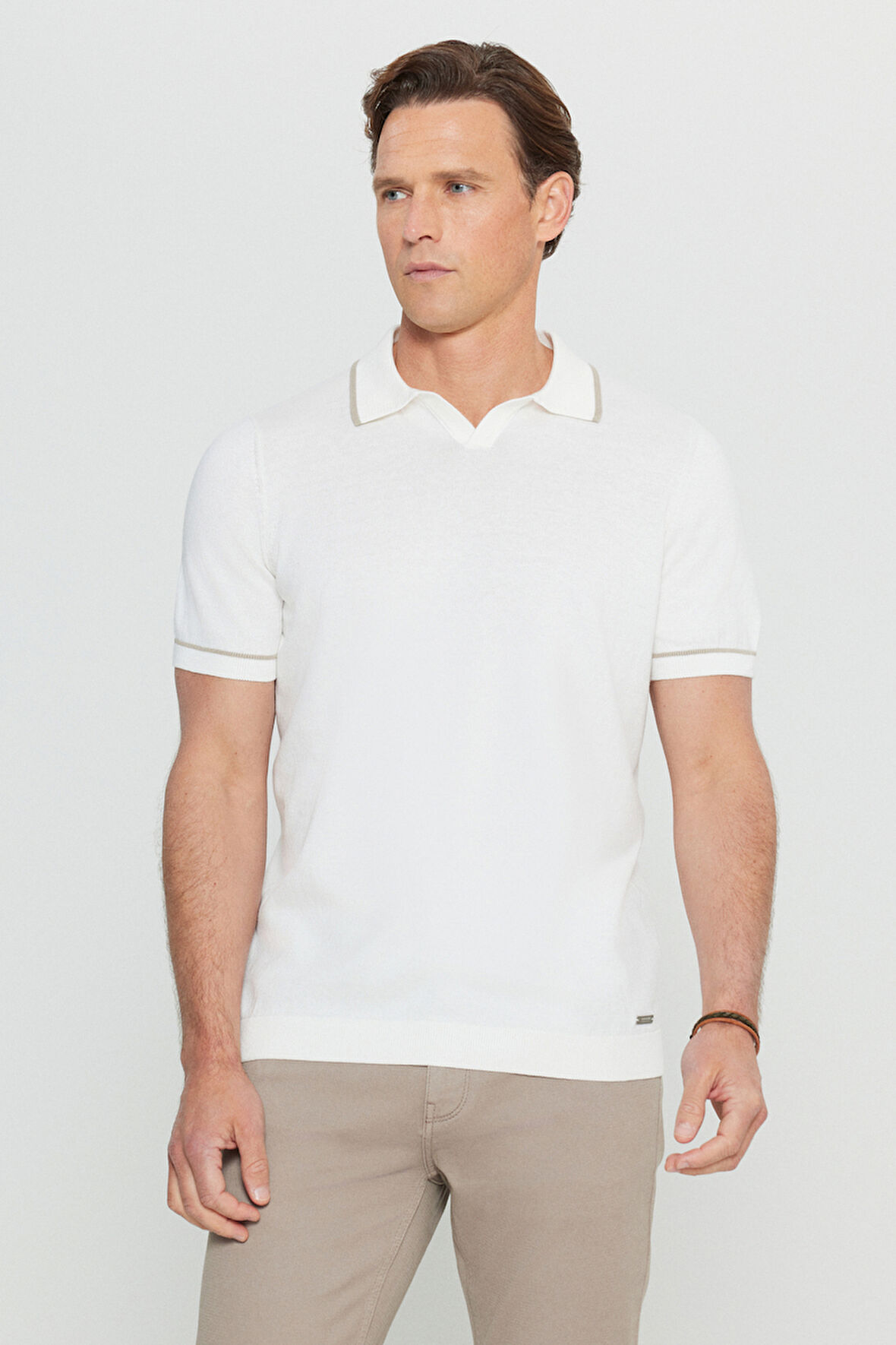 %100 Pamuk Standart Fit Normal Kesim Polo Yaka Triko Tişört