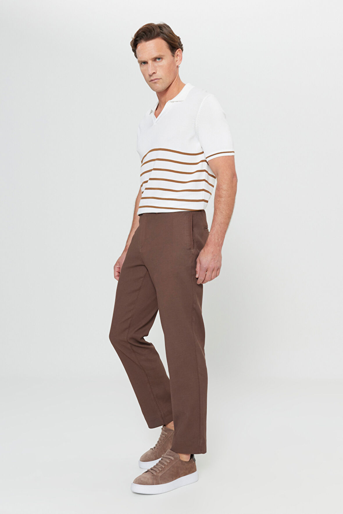 Pamuklu Comfot Fit Rahat Kesim Yan Cepli Armürlü Casual Esnek Pantolon