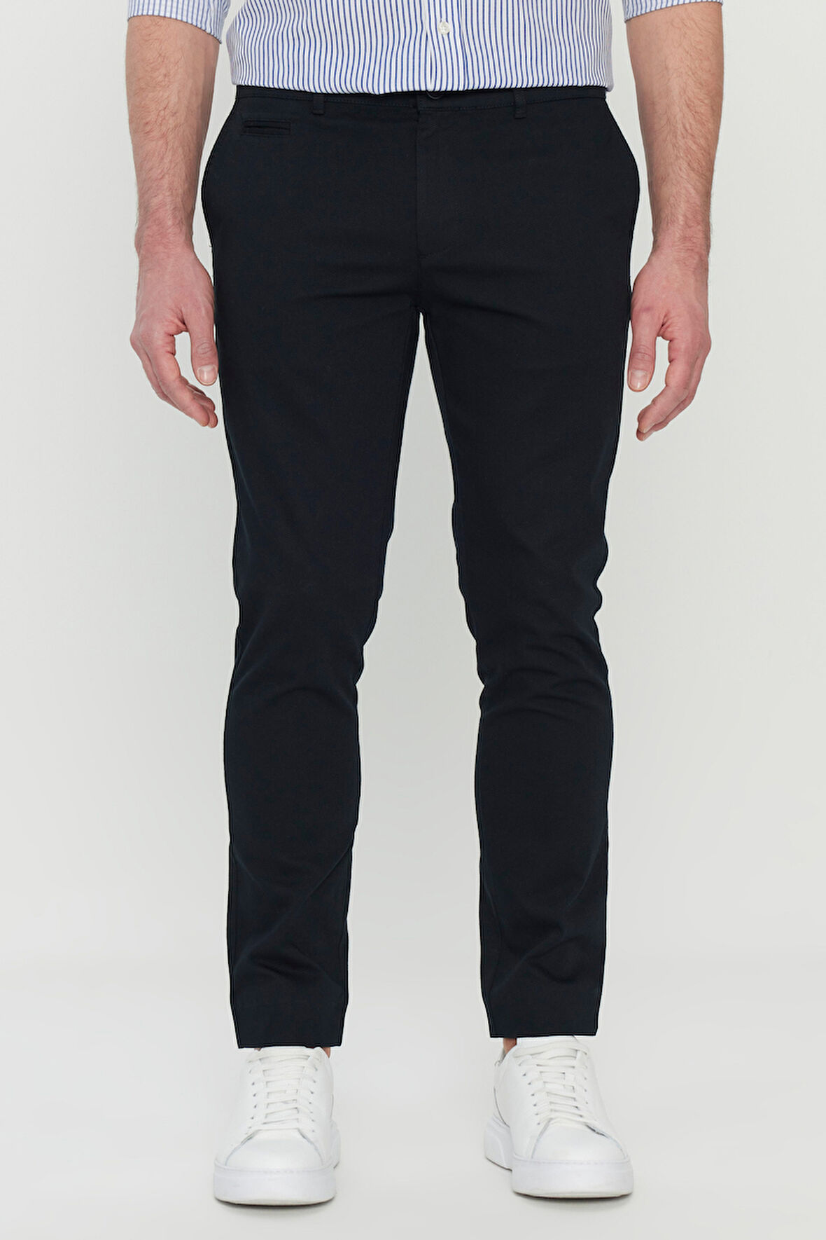 Pamuklu Slim Fit Dar Kesim Armürlü Yan Cepli Esnek Casual Pantolon