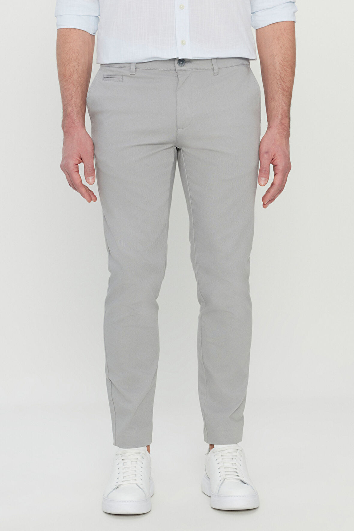 Pamuklu Slim Fit Dar Kesim Armürlü Yan Cepli Esnek Casual Pantolon