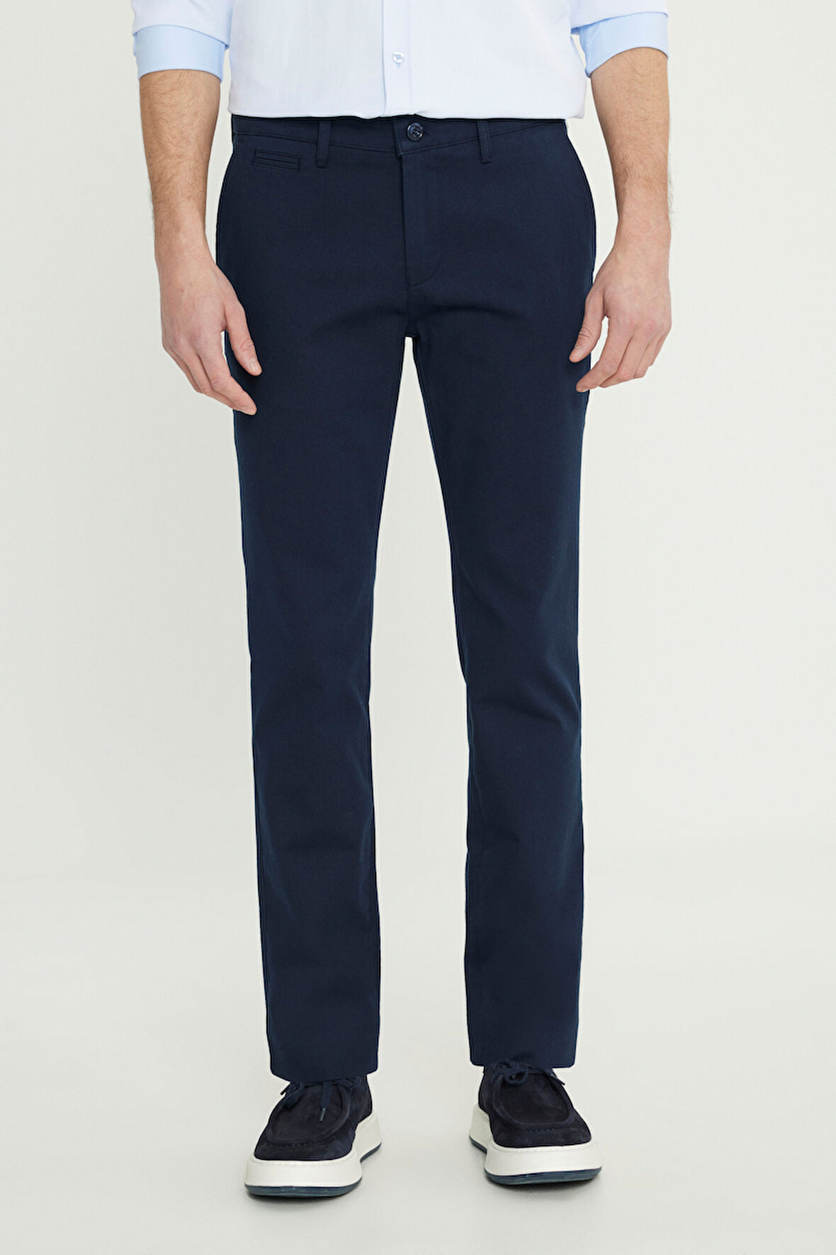 Pamuklu Slim Fit Dar Kesim Armürlü Yan Cepli Esnek Casual Pantolon