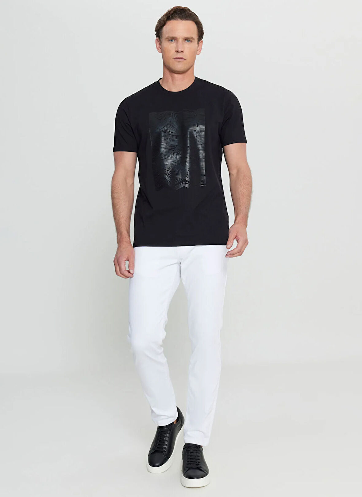 Altınyıldız Classics Bisiklet Yaka Baskılı Siyah Erkek T-Shirt ACE091252408_SYH