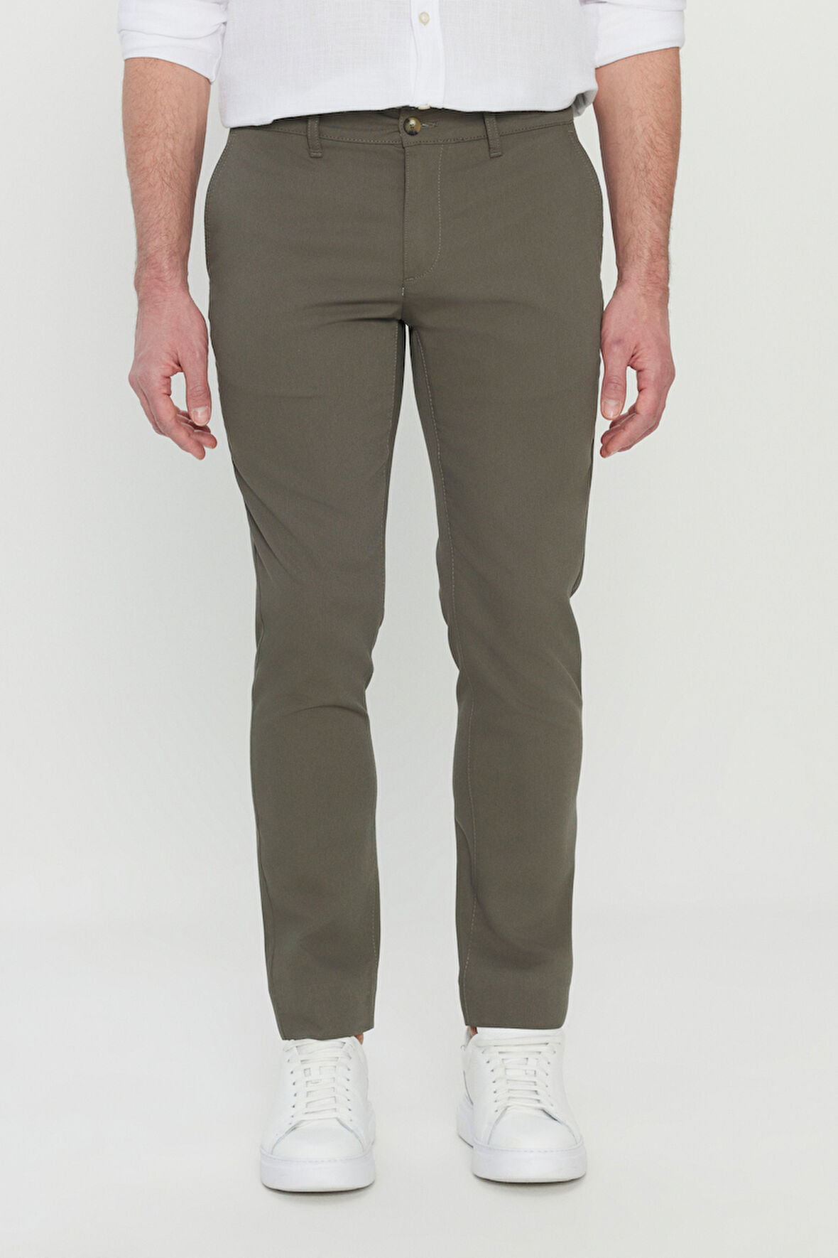 Slim Fit Dar Kesim Yan Cepli Desenli Esnek Casual Pantolon