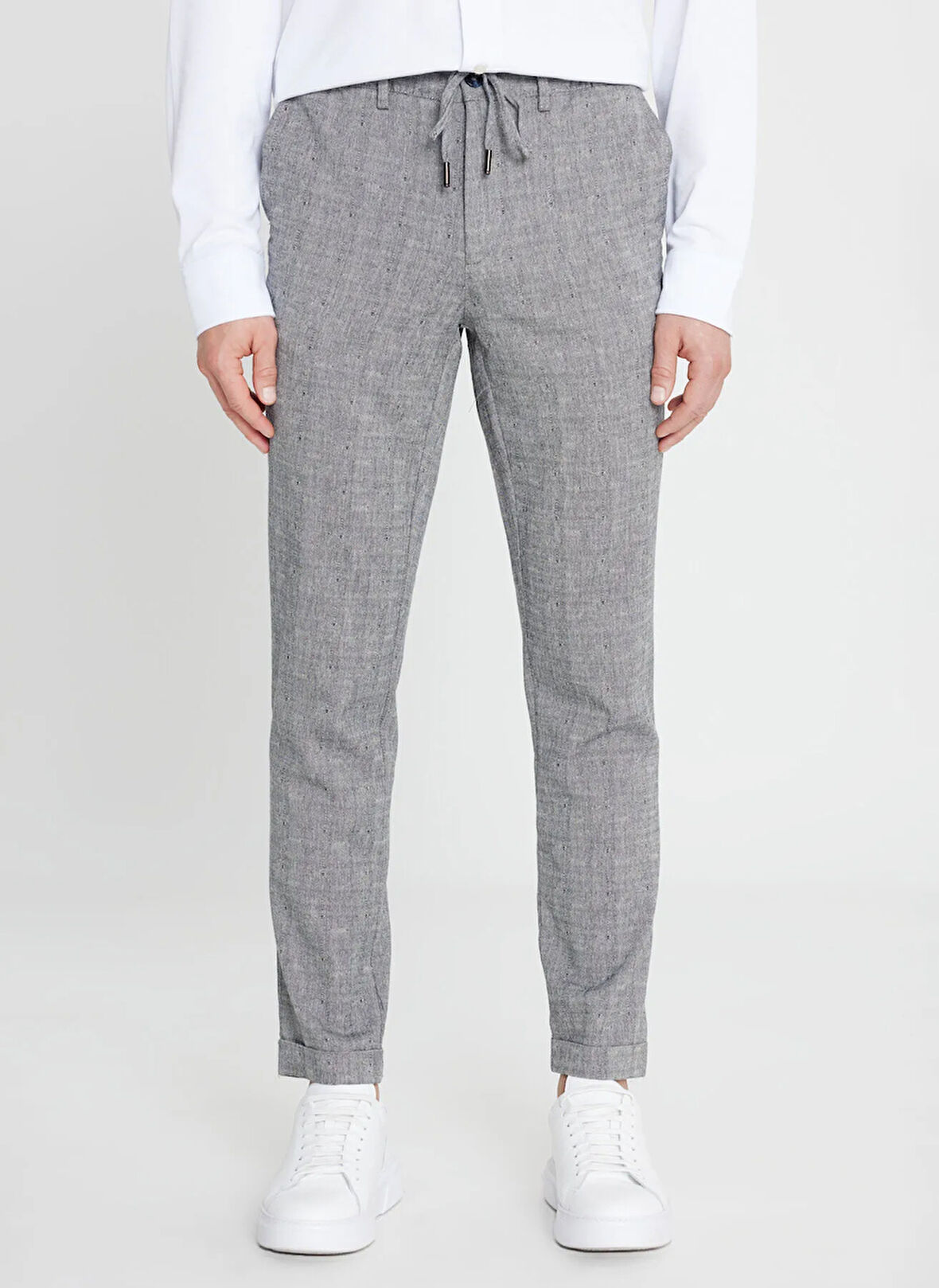 Altınyıldız Classics Bağlamalı Bel Normal Paça Slim Fit Lacivert Erkek Pantolon ACE001252270_LAC