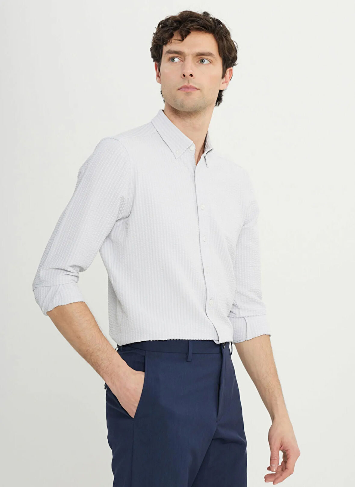 Altınyıldız Classics Slim Fit Düğmeli Yaka Taş Erkek Gömlek ACE020252171_TAS