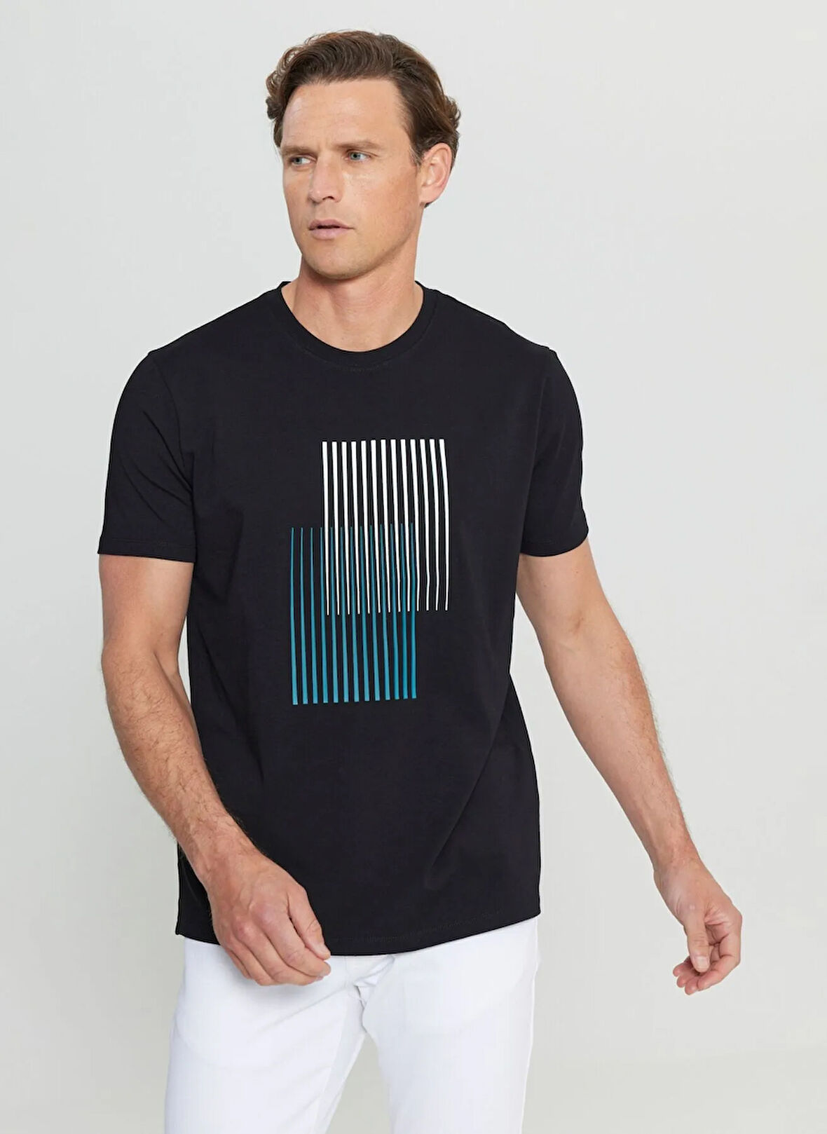 Altınyıldız Classics Bisiklet Yaka Baskılı Siyah Erkek T-Shirt ACE091252410_SYH