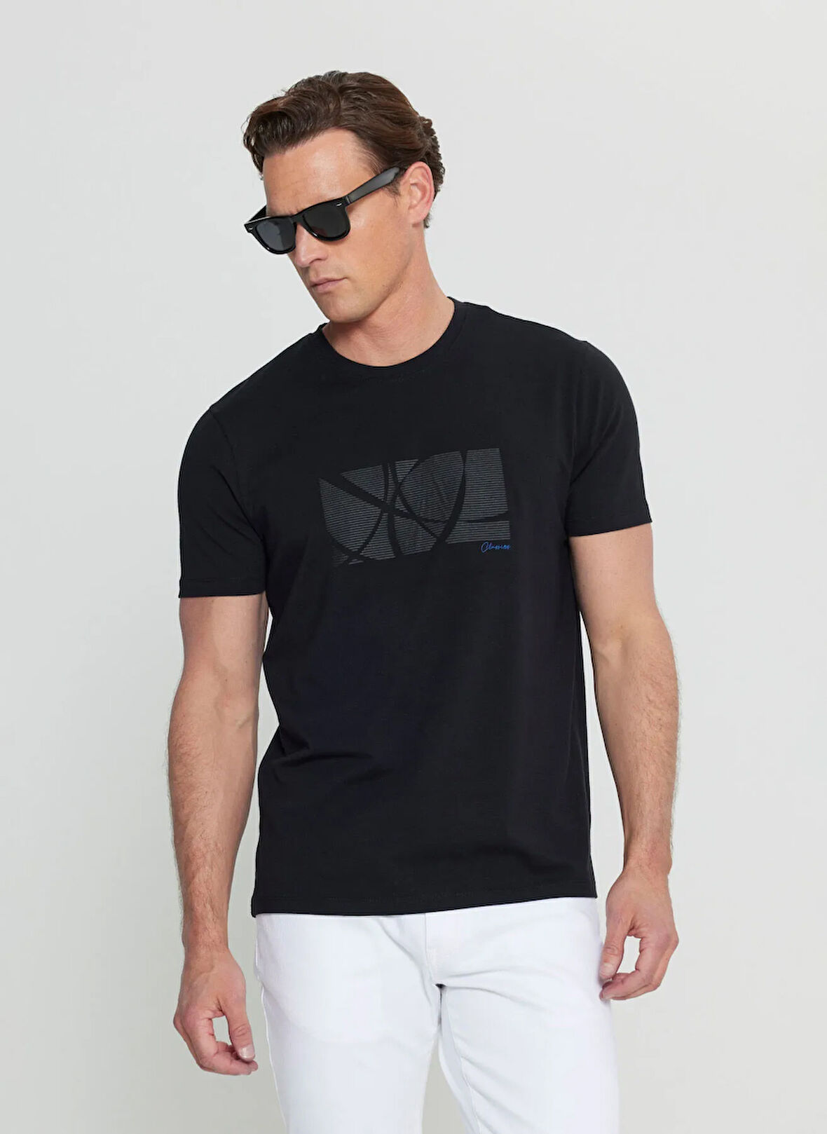 Altınyıldız Classics Bisiklet Yaka Baskılı Siyah Erkek T-Shirt ACE091252068_SYH