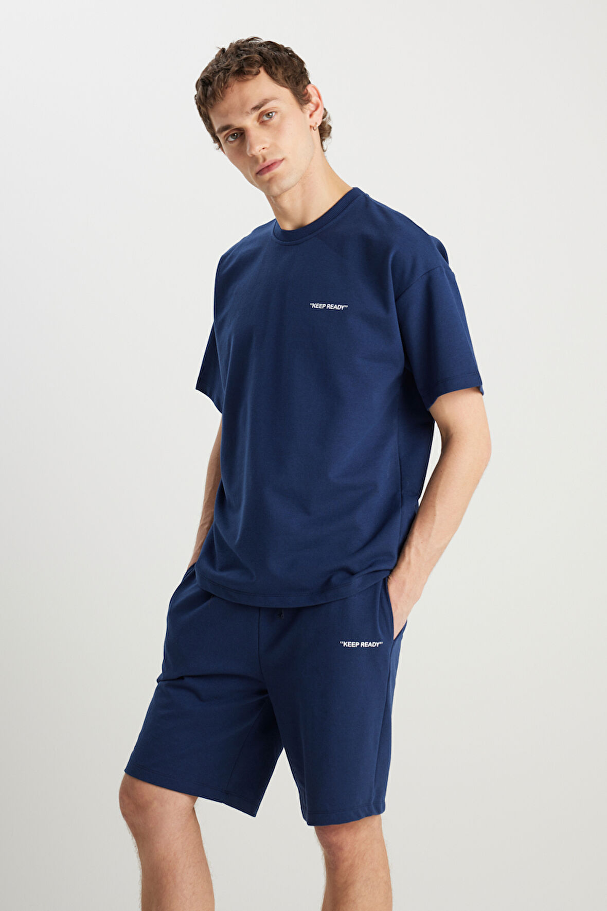 Pamuklu Comfort Fit Rahat Kesim Baskılı Beli Bağlamalı Yan Cep Eşofman Takımı