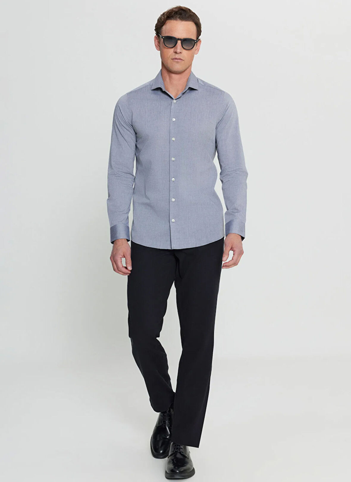 Altınyıldız Classics Slim Fit Düğmeli Yaka Siyah Erkek Gömlek ACE020252040_SYH