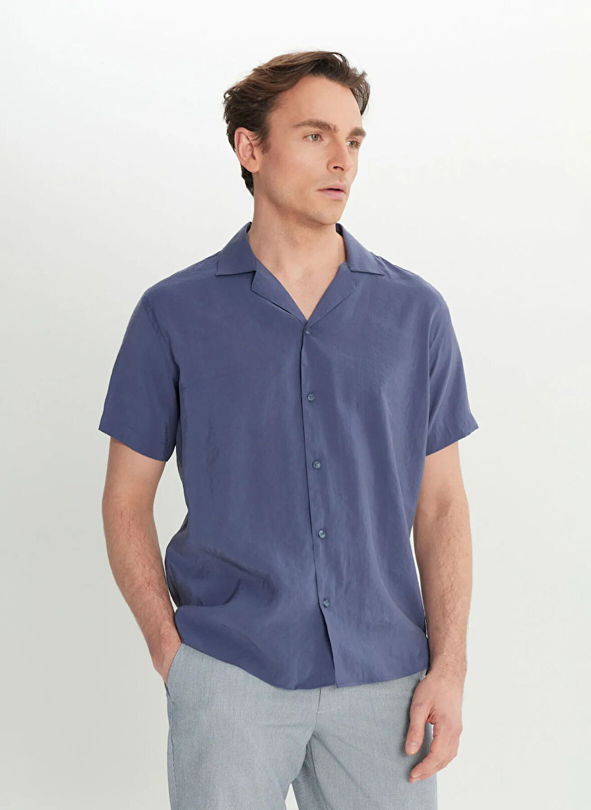 Altınyıldız Classics Comfort Fit Gömlek Yaka Lacivert Erkek Gömlek ACE026252011_LAC