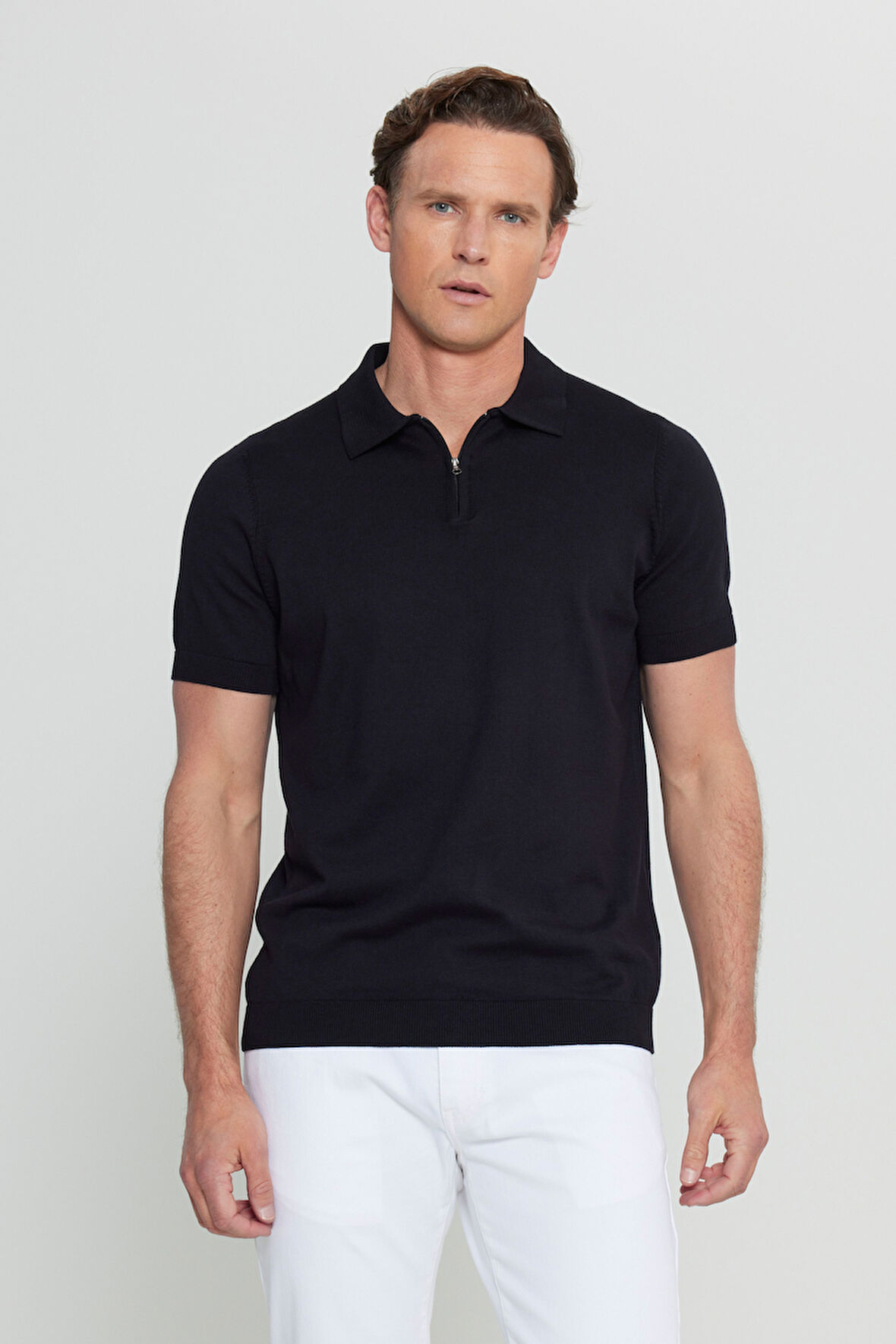 %100 Pamuk Standart Fit Normal Kesim Polo Yaka Triko Tişört