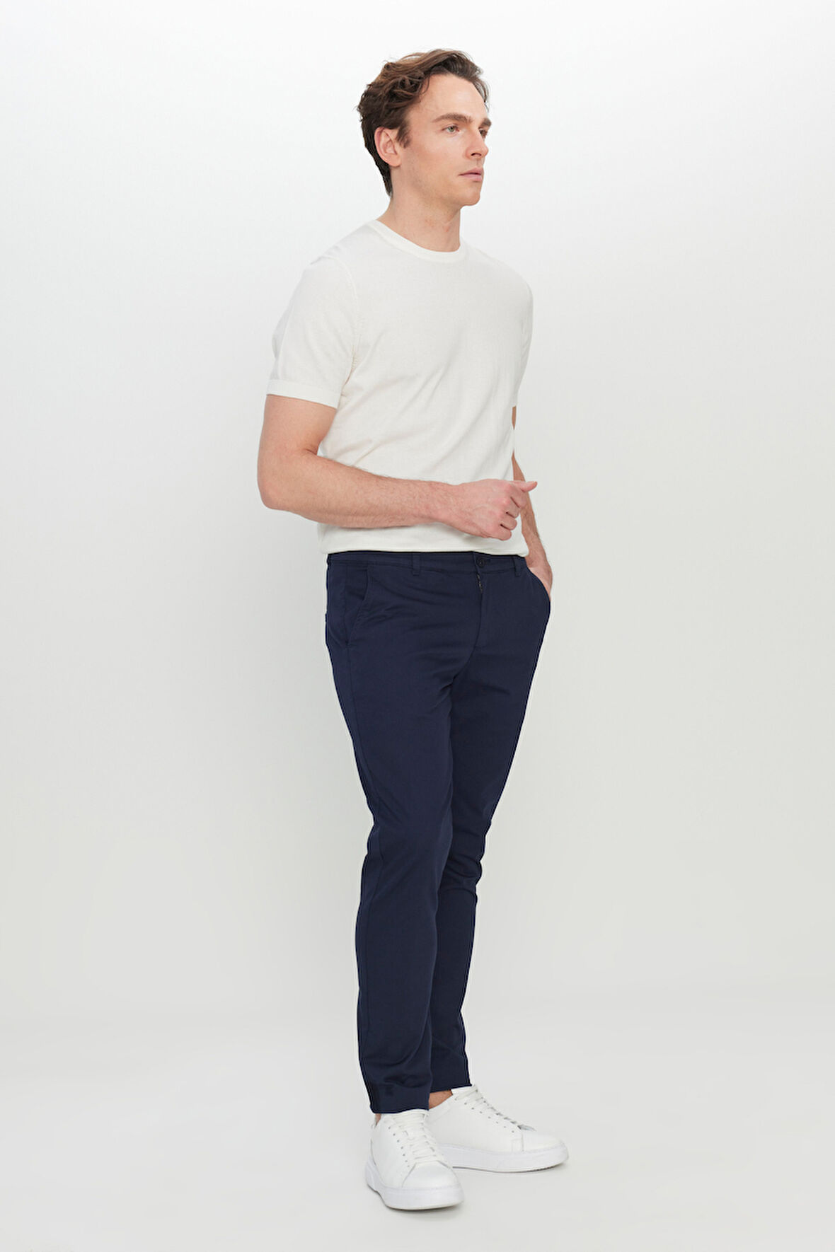 Pamuklu Slim Fit Dar Kesim Yan Cep Esnek Casual Pantolon