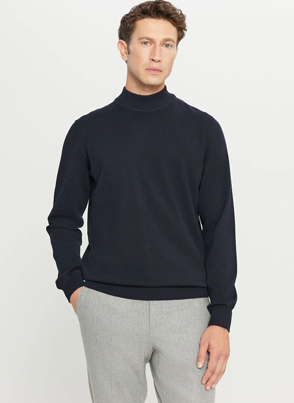 Altınyıldız Classics Yarım balıkçı Yaka Standart Lacivert Erkek Kazak ACE043261438_LAC