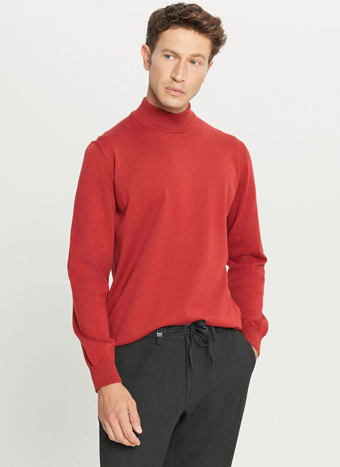 Altınyıldız Classics Yarım balıkçı Yaka Standart Kiremit Erkek Kazak ACE043261438_KMT