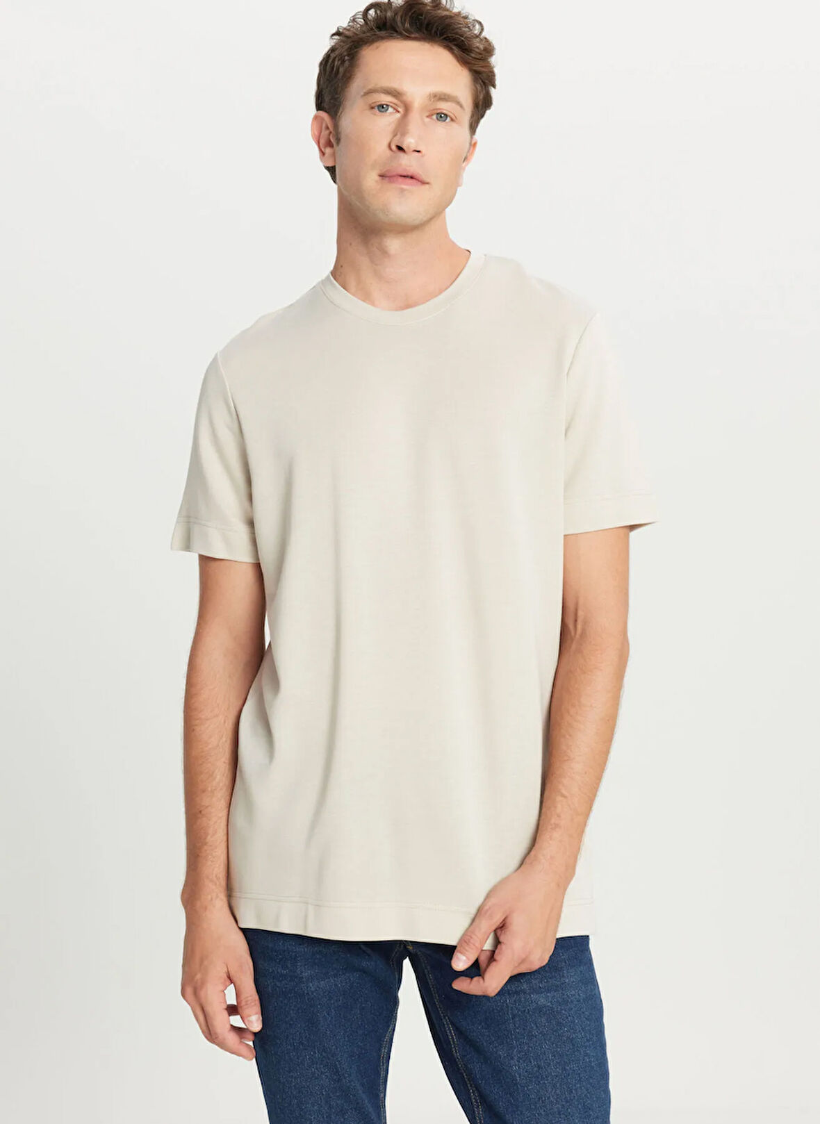Altınyıldız Classics Bisiklet Yaka Bej Erkek T-Shirt ACE091261559_BEJ