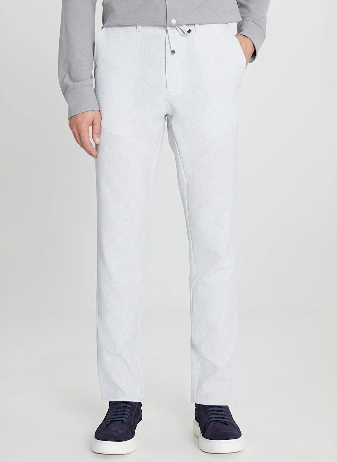 Altınyıldız Classics Bağlamalı Bel Normal Paça Slim Fit Gri Erkek Pantolon ACE001252541_GRI