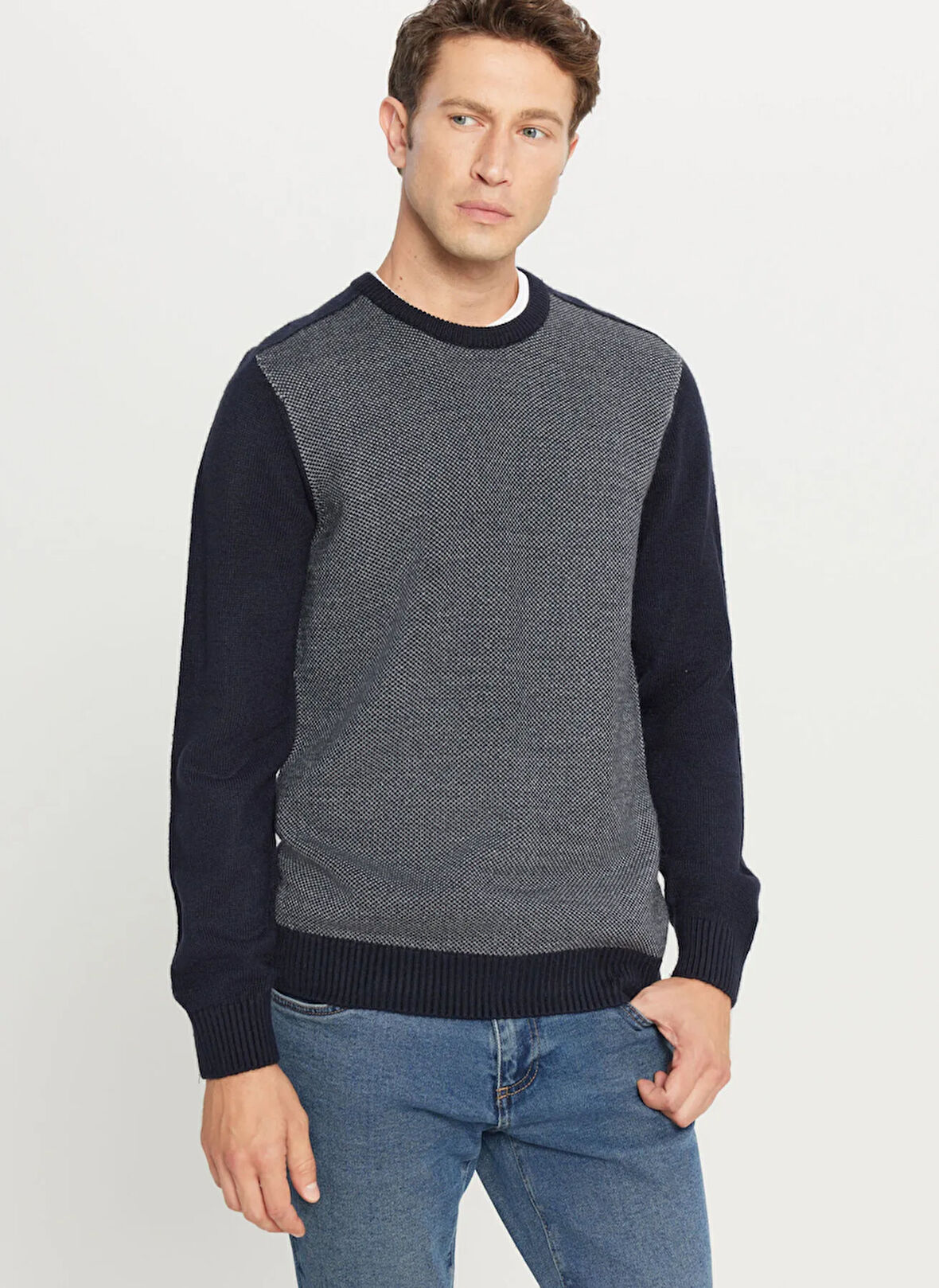 Altınyıldız Classics Bisiklet Yaka Standart Lacivert - Gri Erkek Kazak ACE049261478_LCG