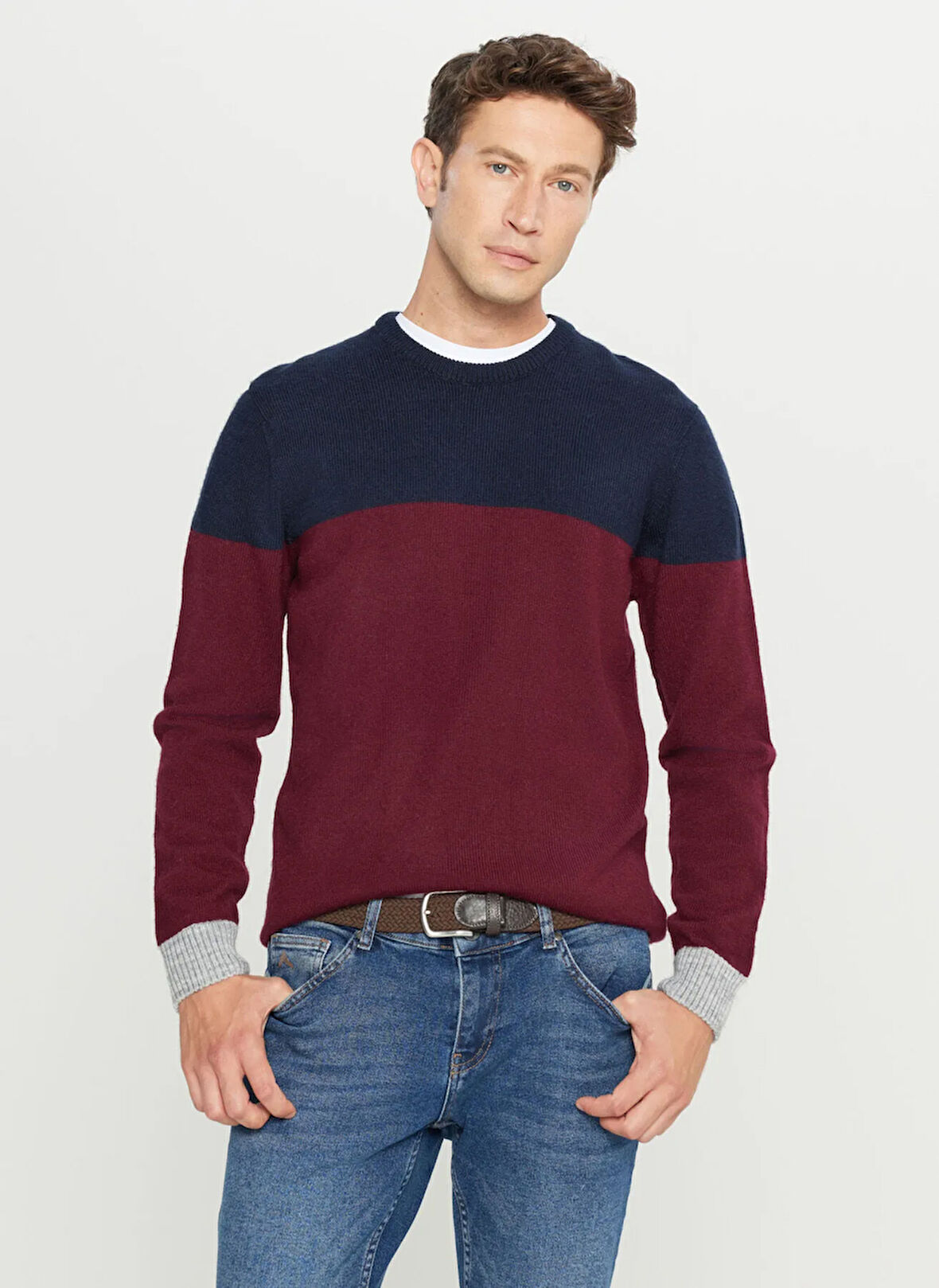 Altınyıldız Classics Bisiklet Yaka Standart Lacivert - Bordo Erkek Kazak ACE049261480_BRL