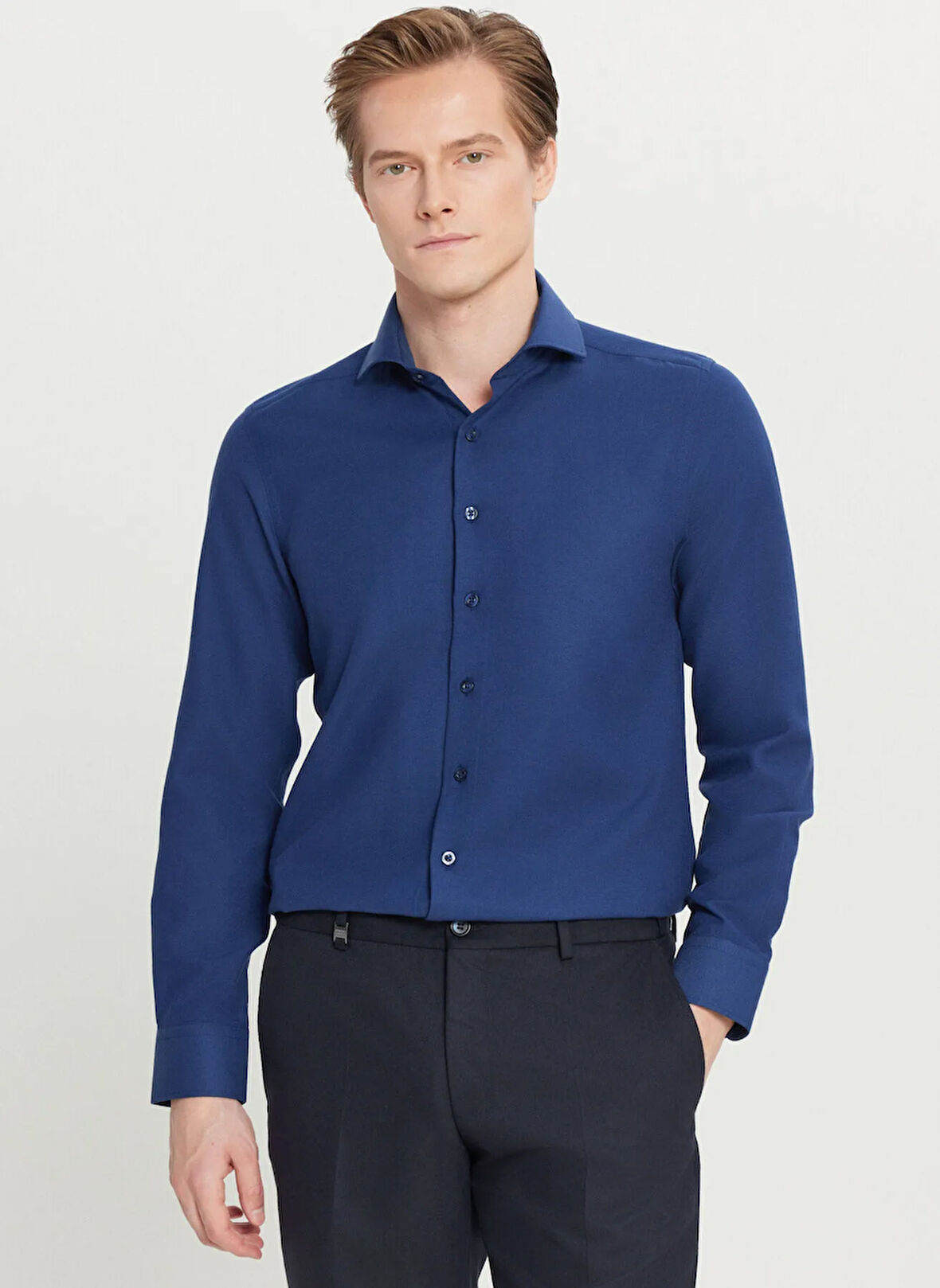Altınyıldız Classics Tailored Fit İtalyan Yaka Lacivert Erkek Gömlek ACE020261606_LAC
