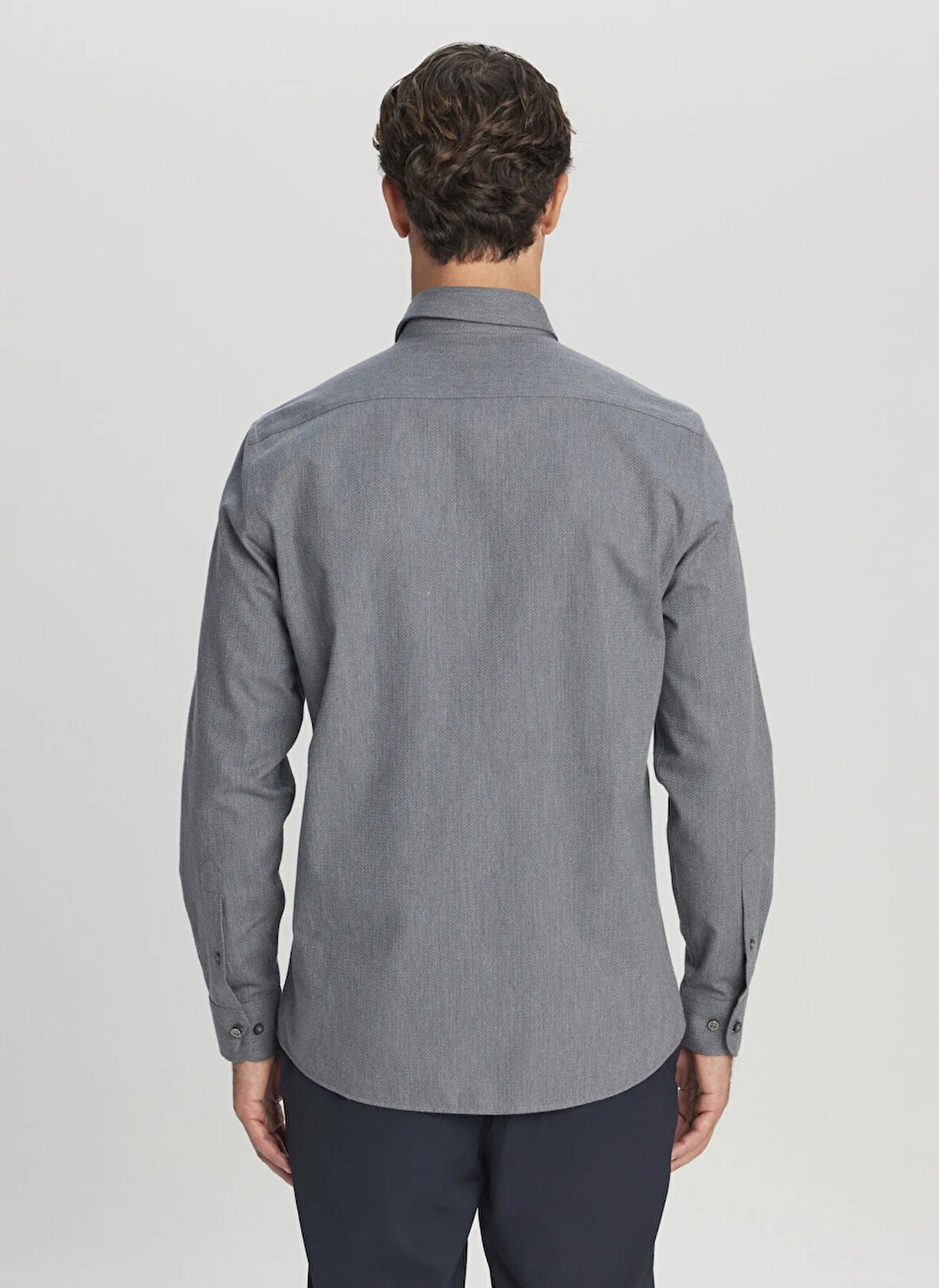 Altınyıldız Classics Slim Fit Düğmeli Yaka Gri Erkek Gömlek ACE020261537_GRI