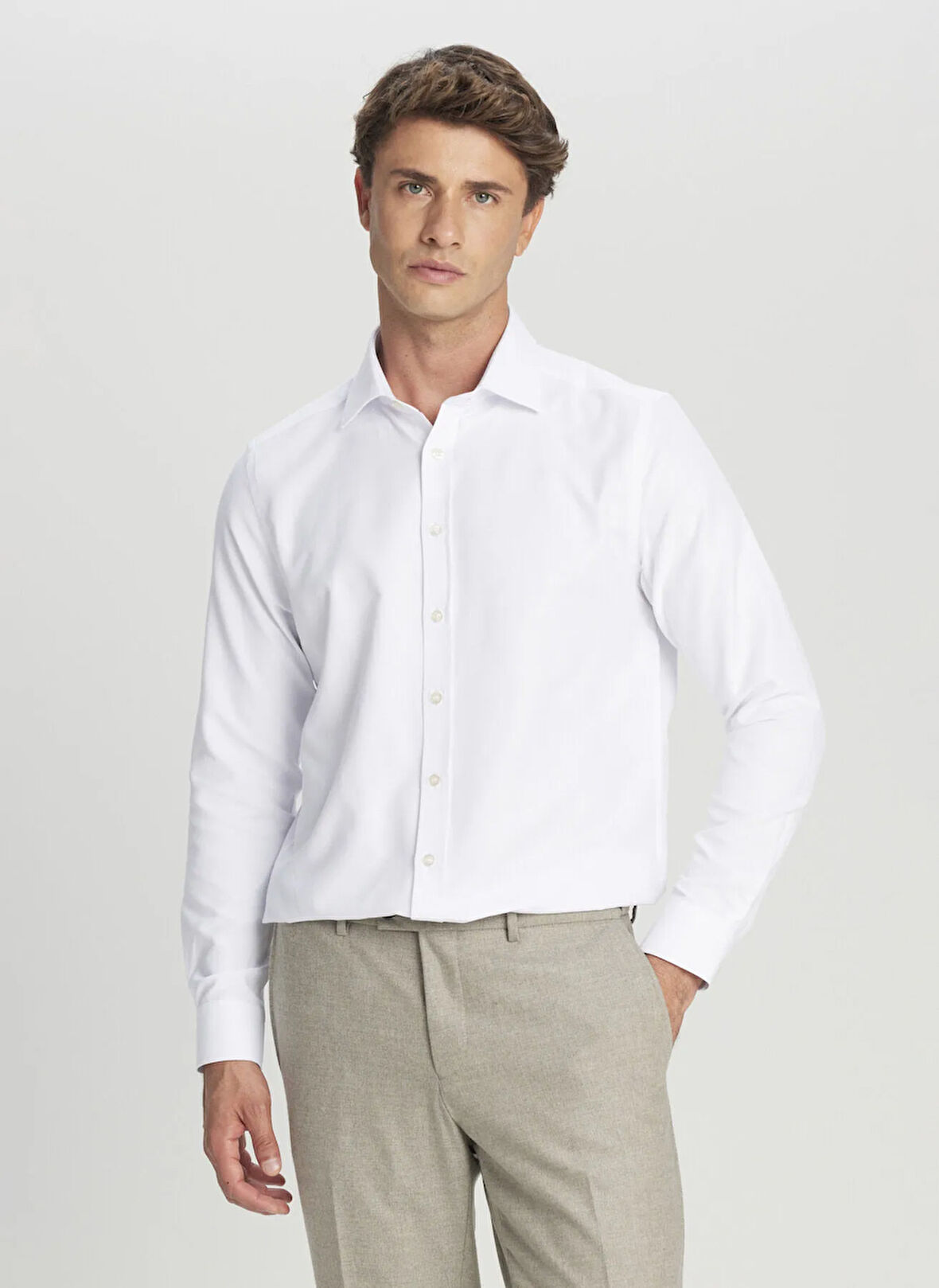 Altınyıldız Classics Slim Fit Klasik Yaka Beyaz Erkek Gömlek ACE020261535_BYZ