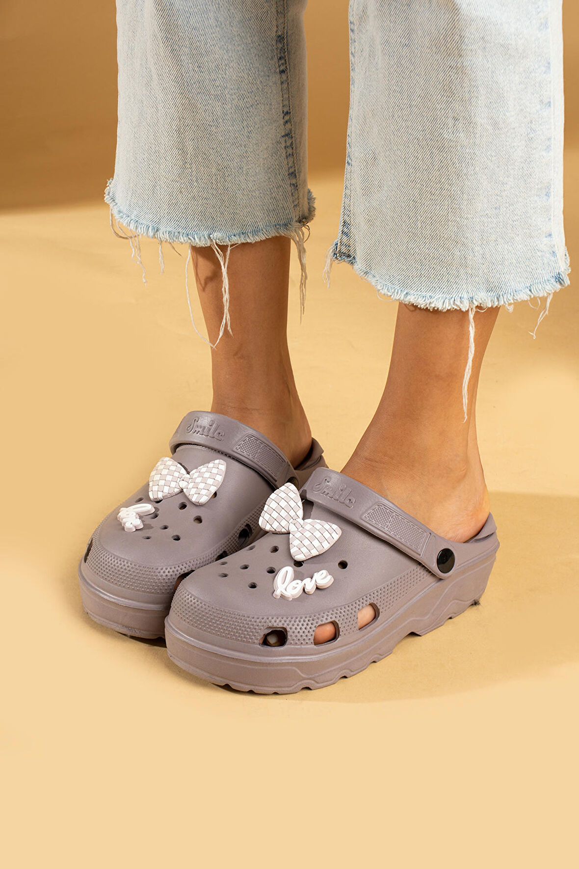 Pembe Potin Papyonlu Comfort Taban Eva Kadın Sandalet 001-0333-23