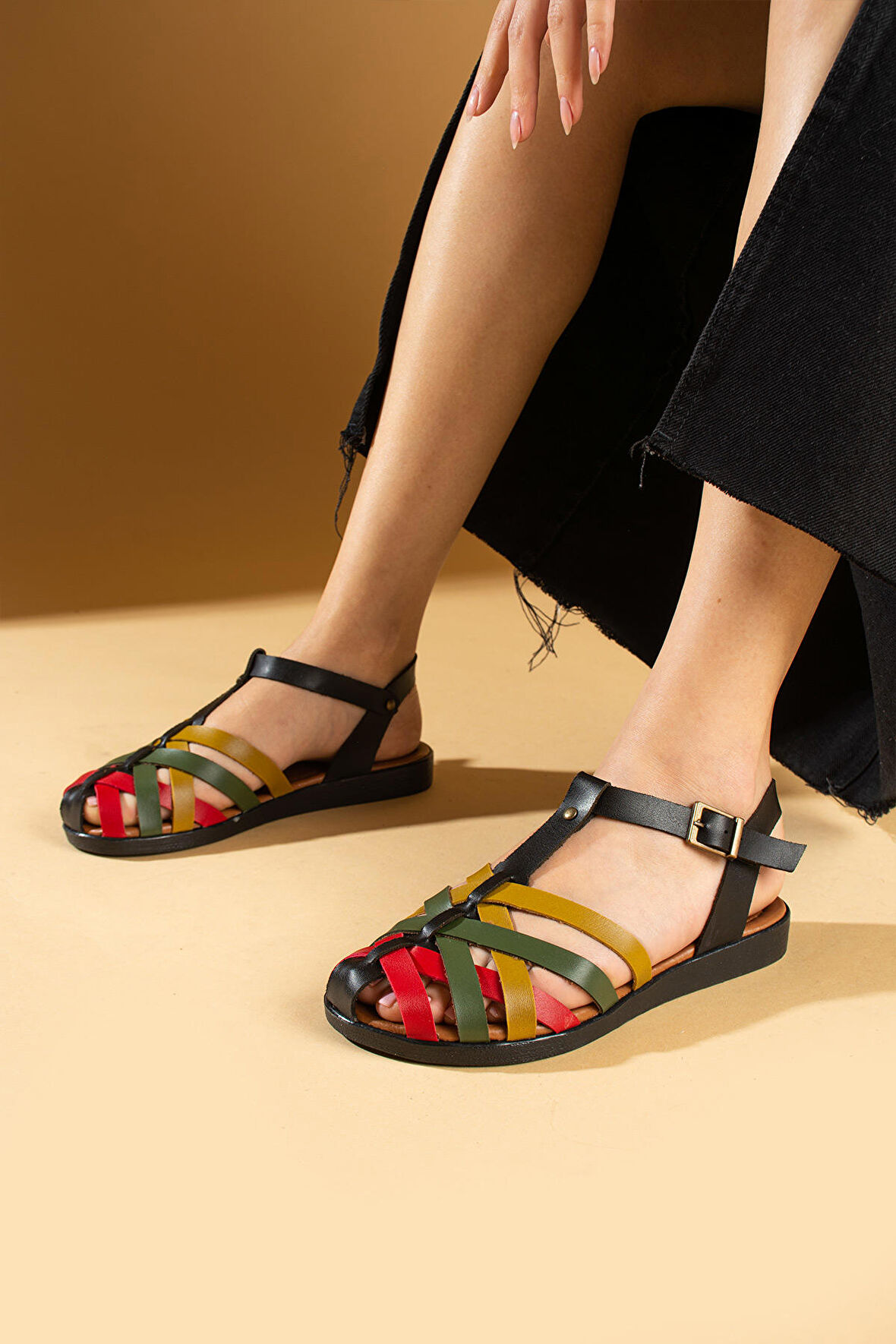 Pembe Potin Comfort Taban Tokalı Kadın Sandalet 51-825-24Multi