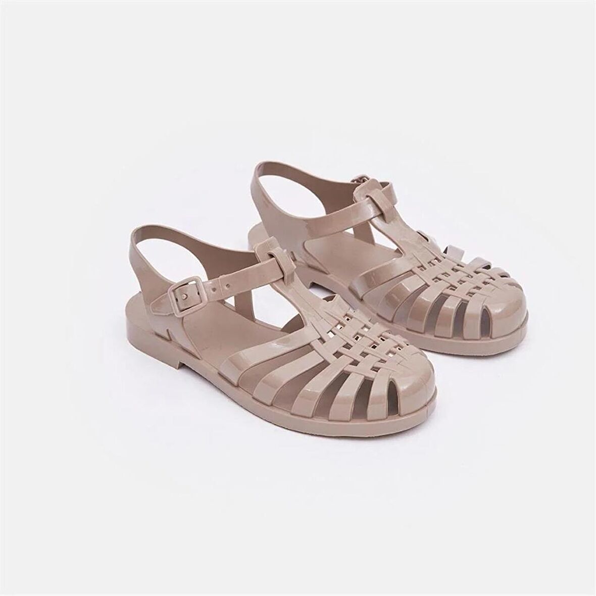 Pembe Potin Arkası Açık Tokalı Çocuk Sandalet 74-12-24Ç